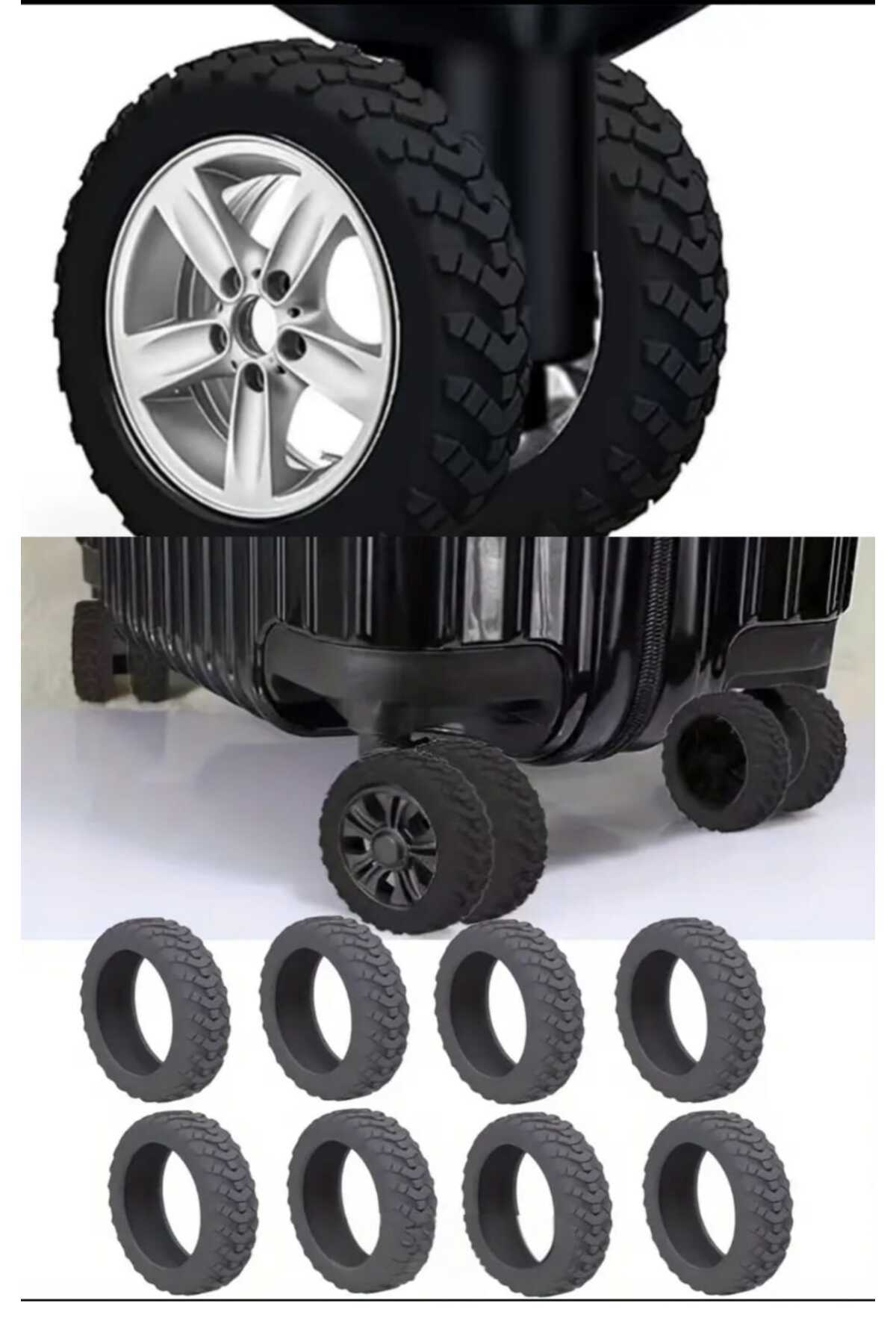 MixmioLife Valiz ve Ofis Sandalyesi Tekerlek Kılıfı Sessiz Silikon Koruyucu Kaplama 8 Adet