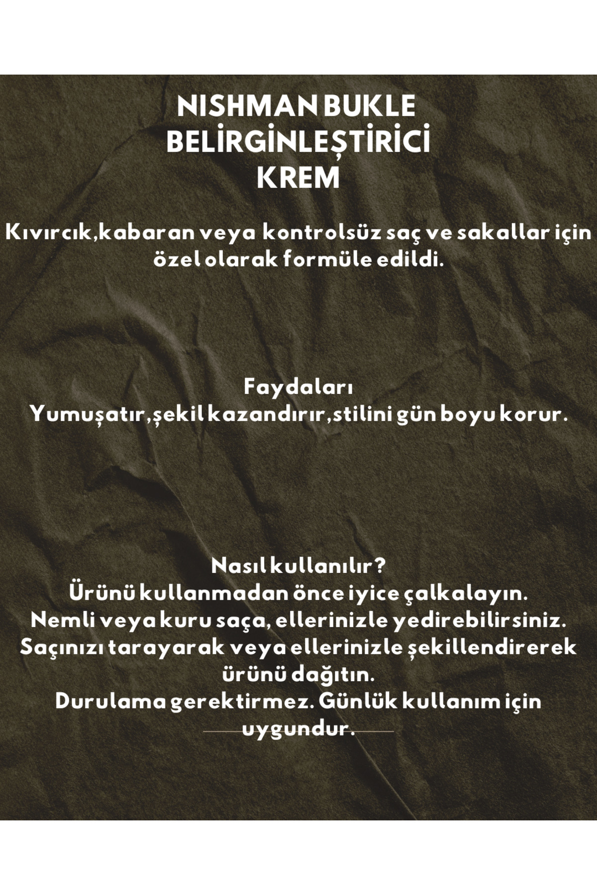 BUKLE BELİRGİNLEŞTİRİCİ KREM (CURL CREAM) 200 ML — NISHMANCCKREM — تصویر 2 از 4
