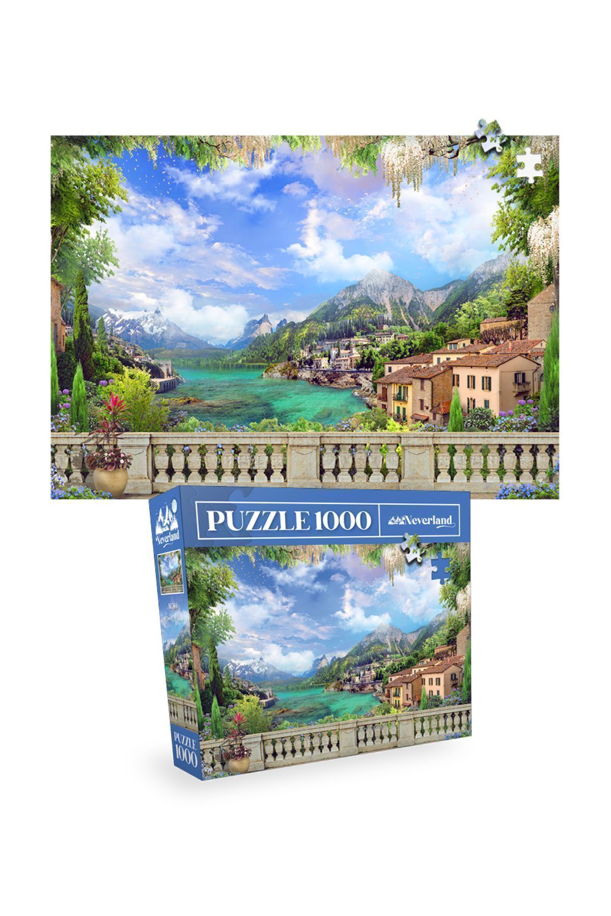Neverland 2 ADET 1000 PARÇA PUZZLE - ESKİ SOKAK ve SAHİL MANZARASI