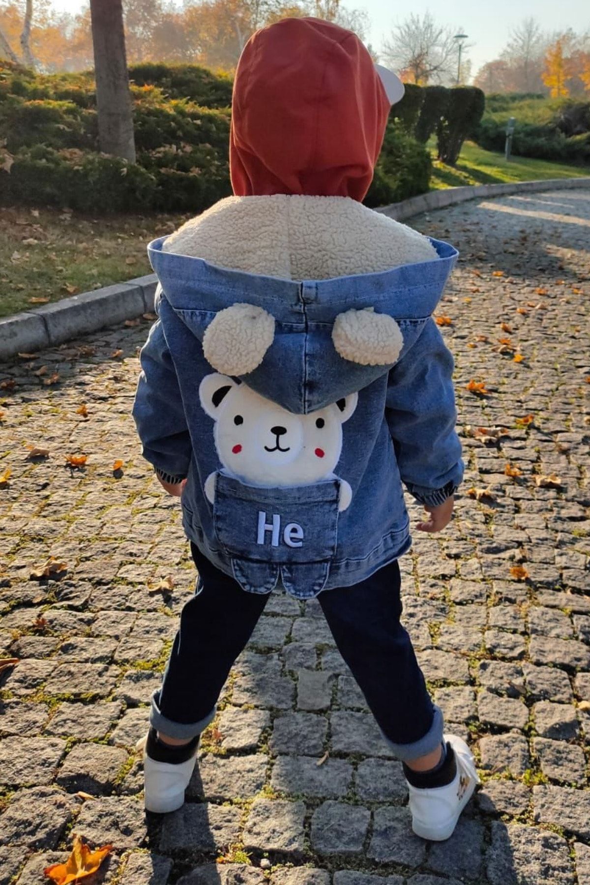 ELAFOR Çocuk Kot Mont Kot Ceket Içi Welsoft Kürklü Arka Detay Aplike Nakış fotoğrafı 3 (önizleme)