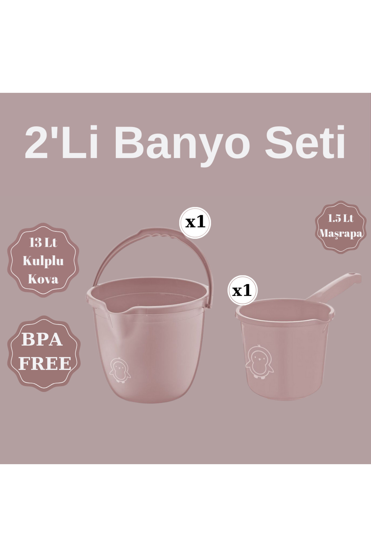 PONÇİK STORE Çocuklar için 2'li Banyo Seti- Kulplu Kova & Oluklu Maşrapa fotoğrafı 3 (önizleme)