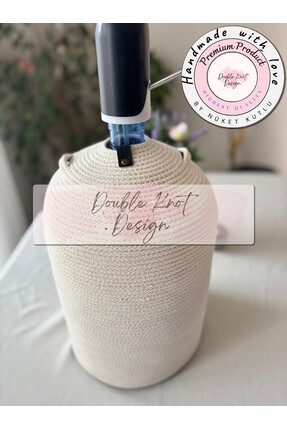 DOUBLE KNOT DESİGN Damacana Kılıfı Beyaz Dekoratif Sepet - Organizer Hasır Jü...