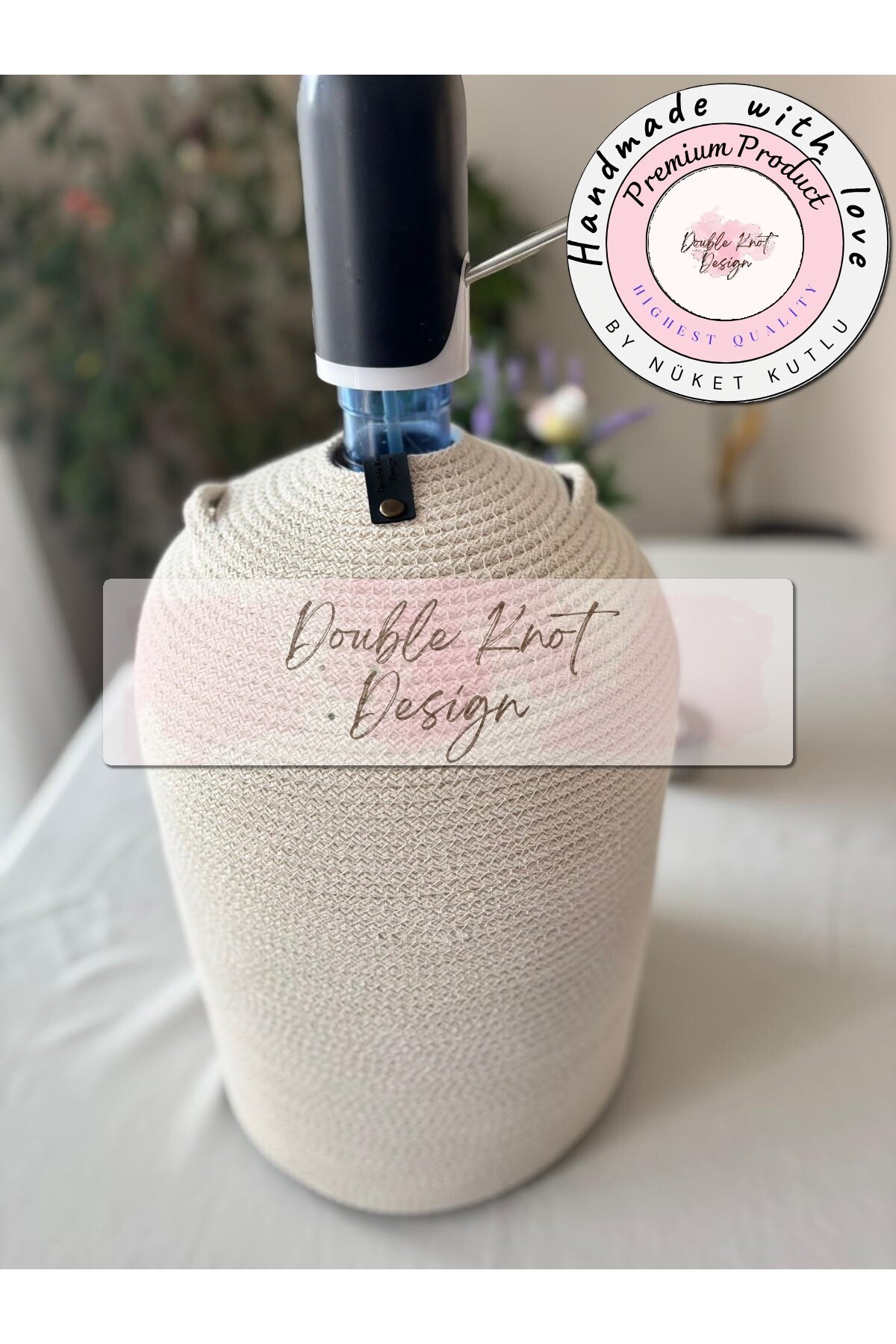 Carboy Pouch White Decorative Basket - Organizer Wicker Jute Tress Gift Mother's Day