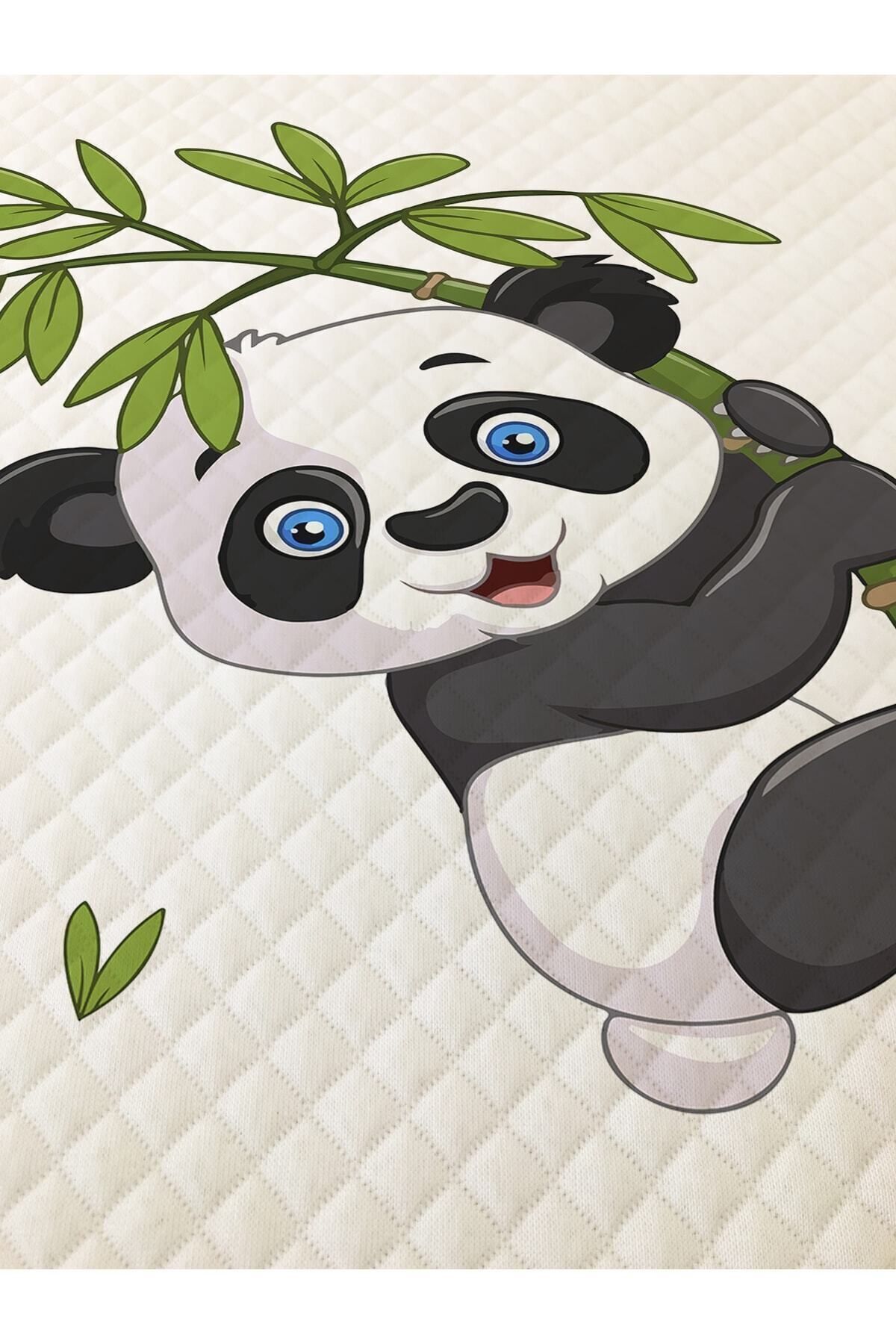 Evmila Panda Desenli Bebek Ve Çocuk Baskılı Tek Kişilik Pike Takımı 160 X 220 Cm Beyaz fotoğrafı 4 (önizleme)