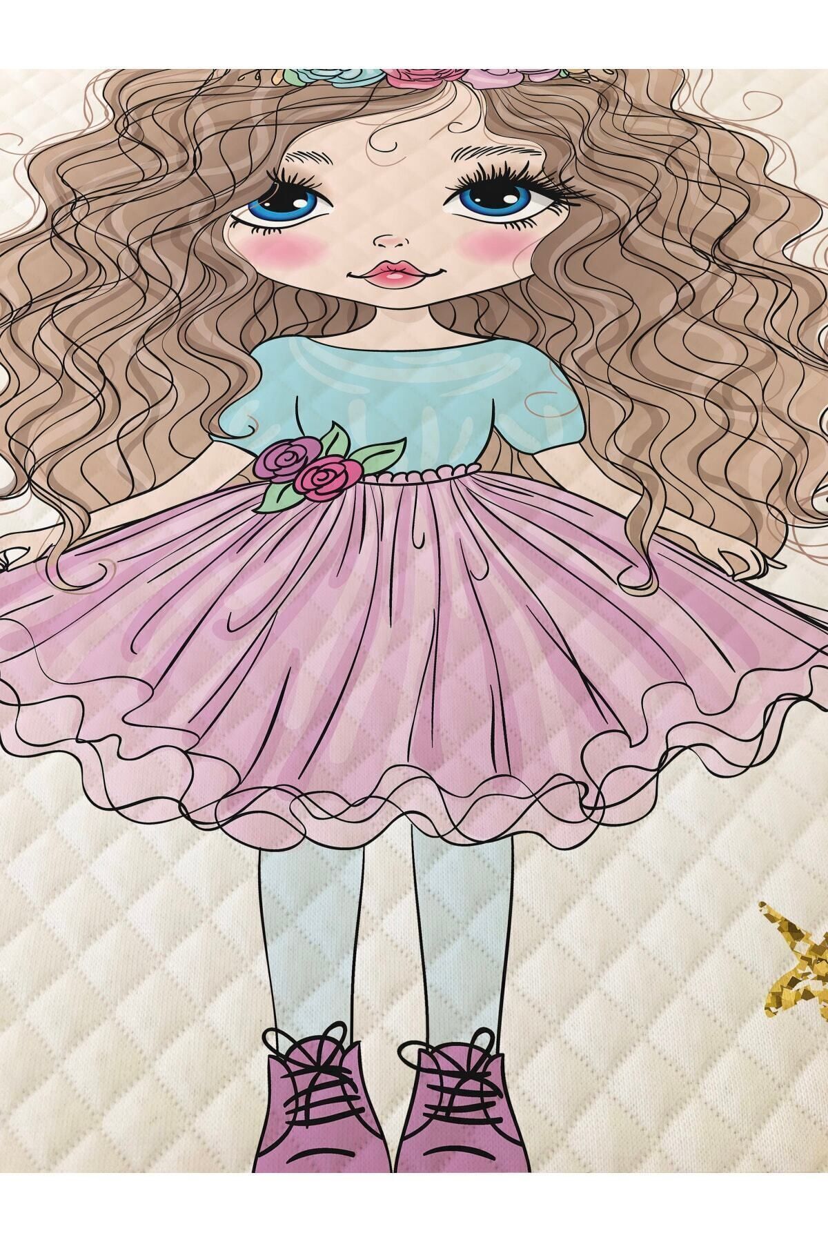 Evmila Prenses Desenli Bebek Ve Çocuk Baskılı Tek Kişilik Pike Takımı 160x230 Beyaz fotoğrafı 4 (önizleme)