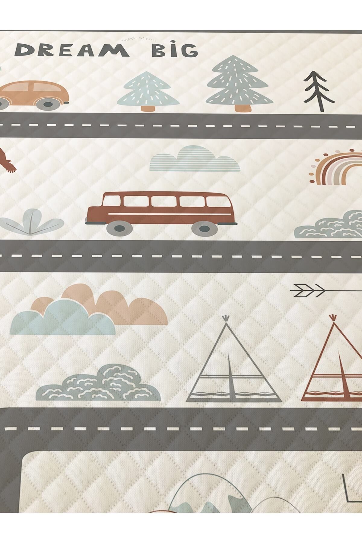 Evmila Yol Desenli Bebek Ve Çocuk Baskılı Tek Kişilik Pike Takımı 160x230 Beyaz fotoğrafı 4 (önizleme)