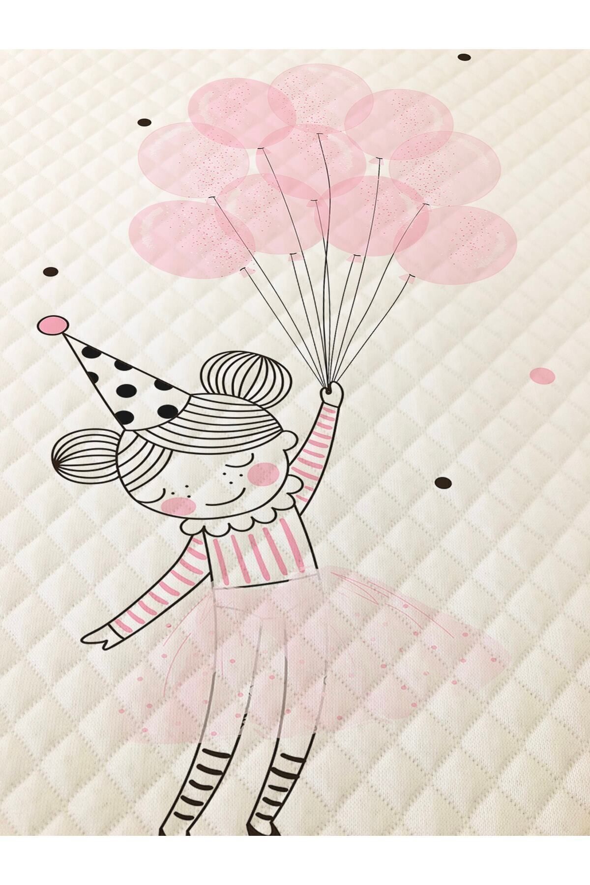 Evmila EVMİLA Balonlu Kız Desenli Bebek Ve Çocuk Baskılı Tek Kişilik Pike Takımı 160x230 Beyaz fotoğrafı 4 (önizleme)