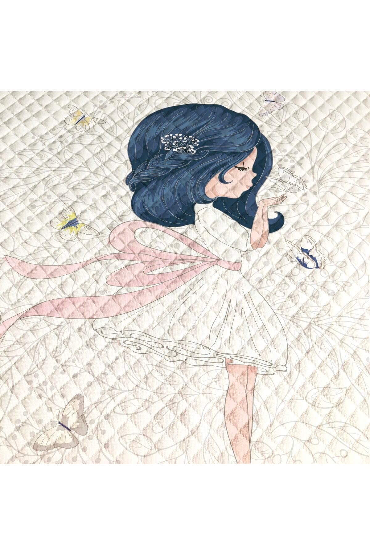 Evmila Kız Desenli Bebek Ve Çocuk Baskılı Tek Kişilik Pike Takımı 160x230 Beyaz fotoğrafı 4 (önizleme)