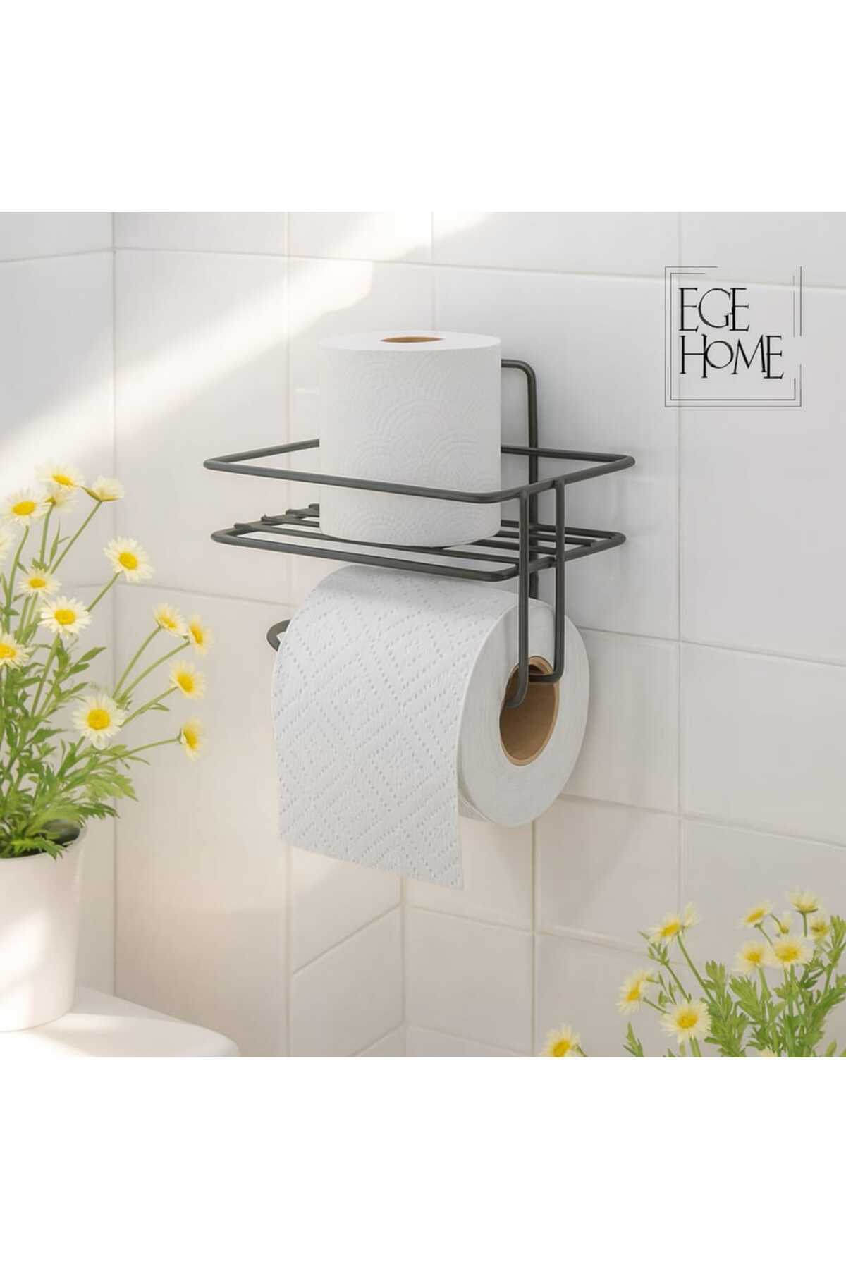 Home Yapışkanlı Tuvalet Kağıtlığı Tutacağı Askısı Mat Siyah Metal Tuvalet Kağıtlık