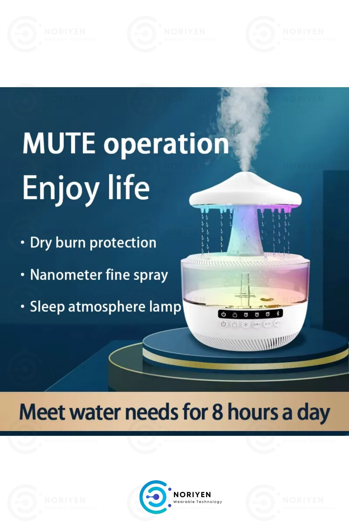 Mantar Yağmur Damlası Relaxing Ultrasonik Aroma Difüzör Buhar Makinesi Hoparlör Hava Nemlendirici