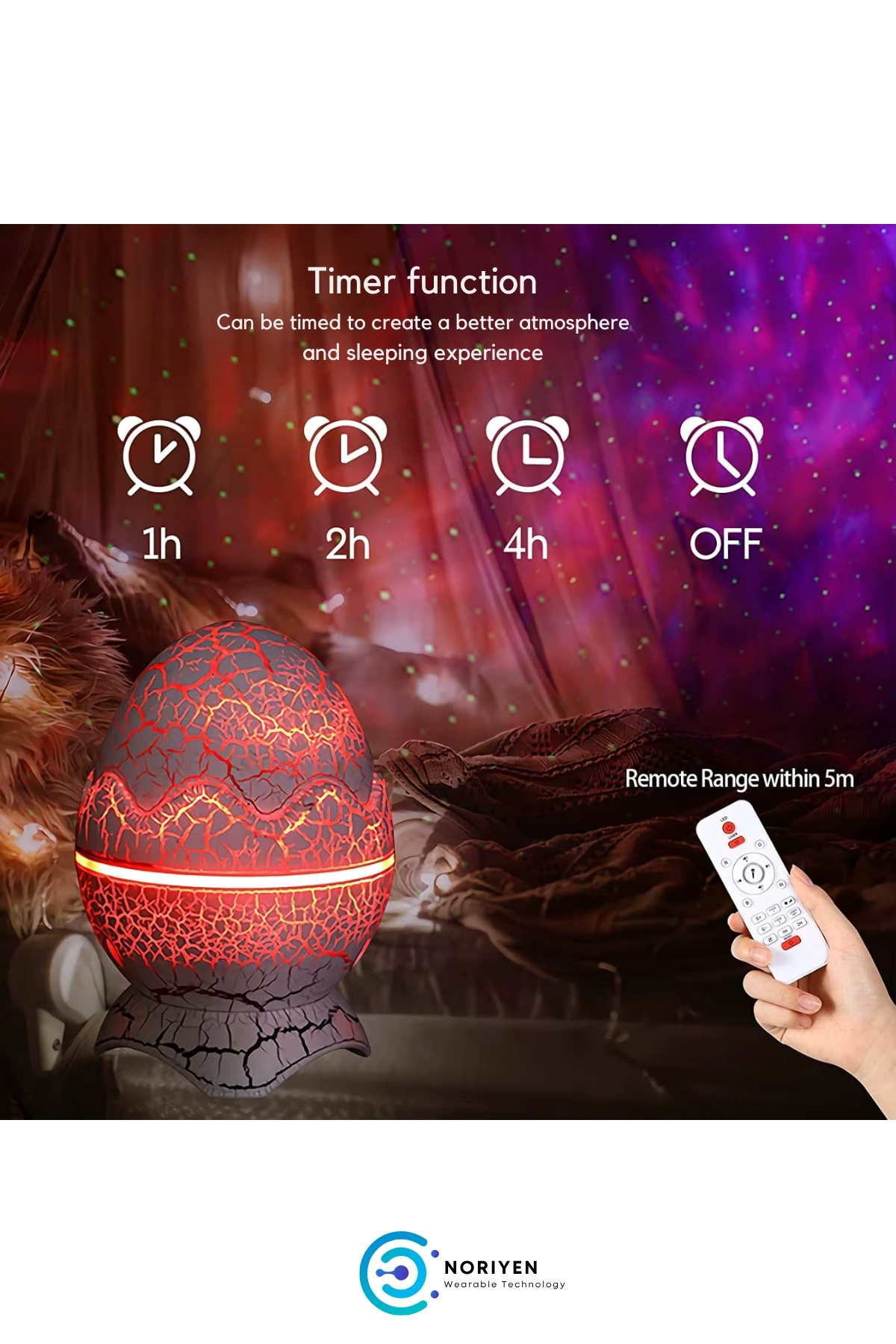 Dinazor Yumurtası Gece Lambası Kumandalı Hoparlör Galaxy Projektör Projeksiyon Çocuk Oda Lambası