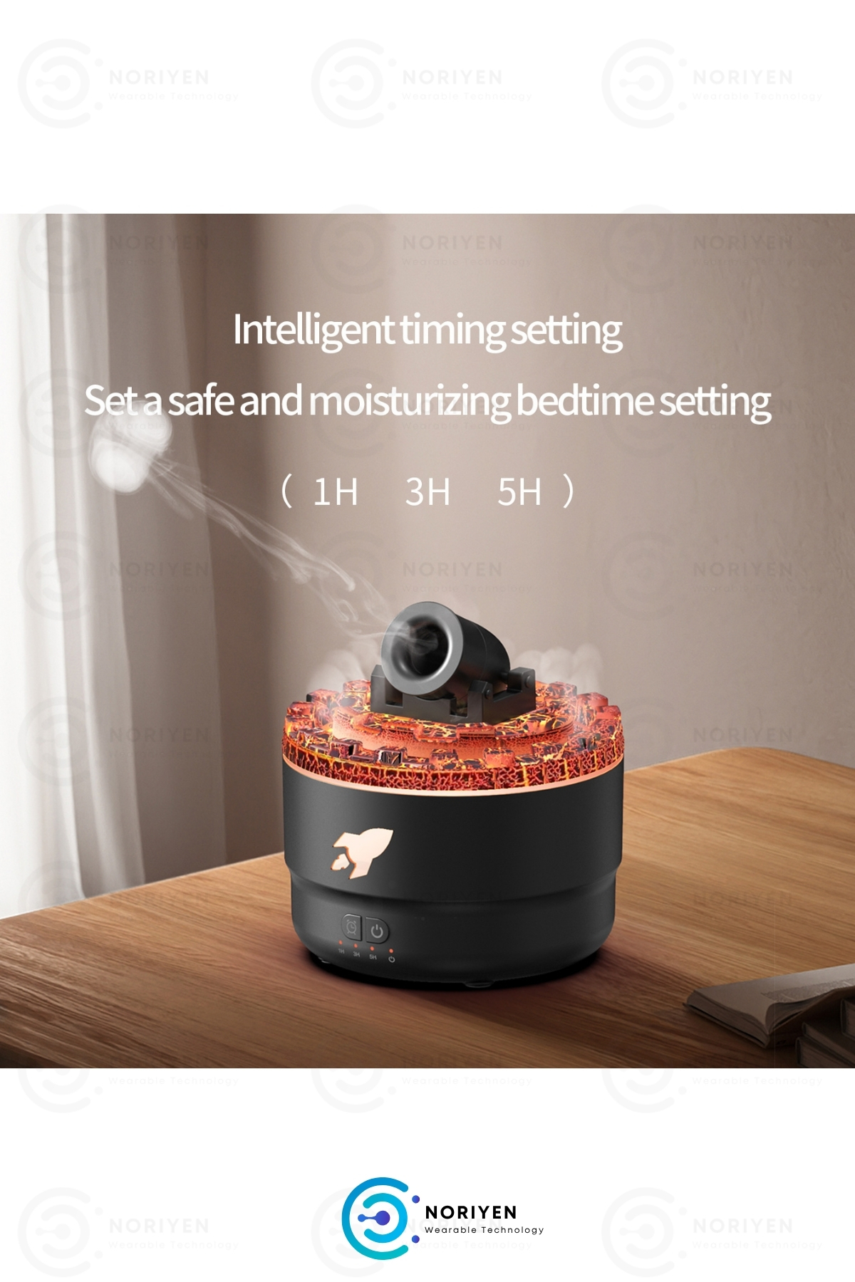 Yeni Nesil 3D Simülasyon Volkanik 7 Renk LED Işıklı Aroma Difüzör Buhar Makinesi Hava Nemlendirici