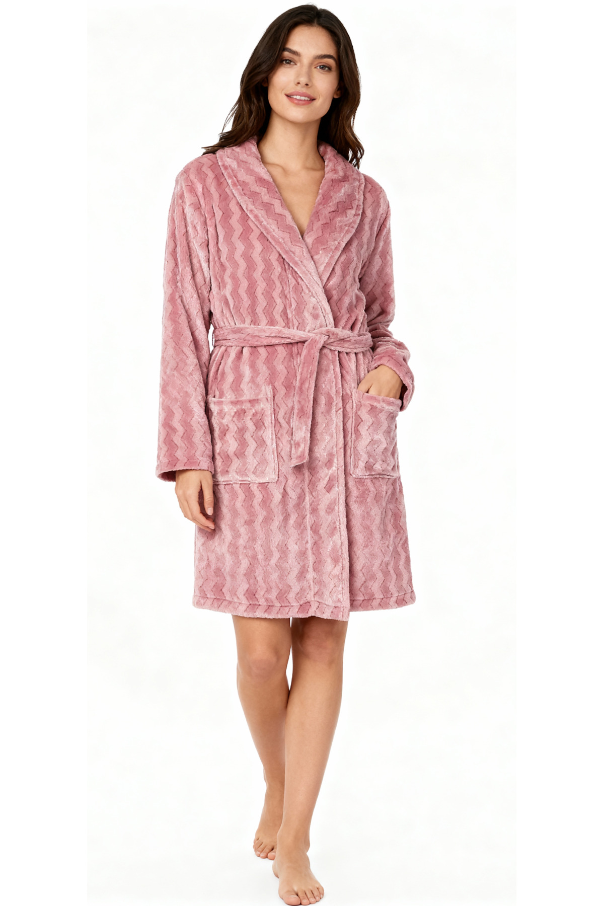 Wellsoft Şalyaka Dressing Gown (Zik-zak pattern) Gulkurusu