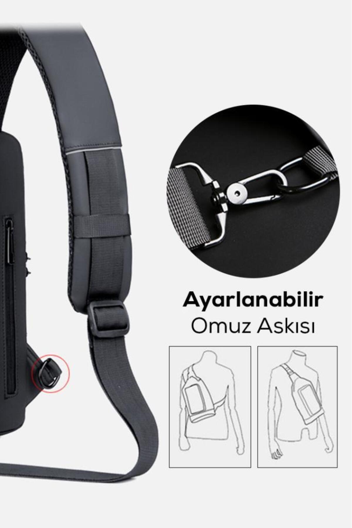MUJGAN Gri Powerbank Özellikli Şifreli Çanta görsel 2