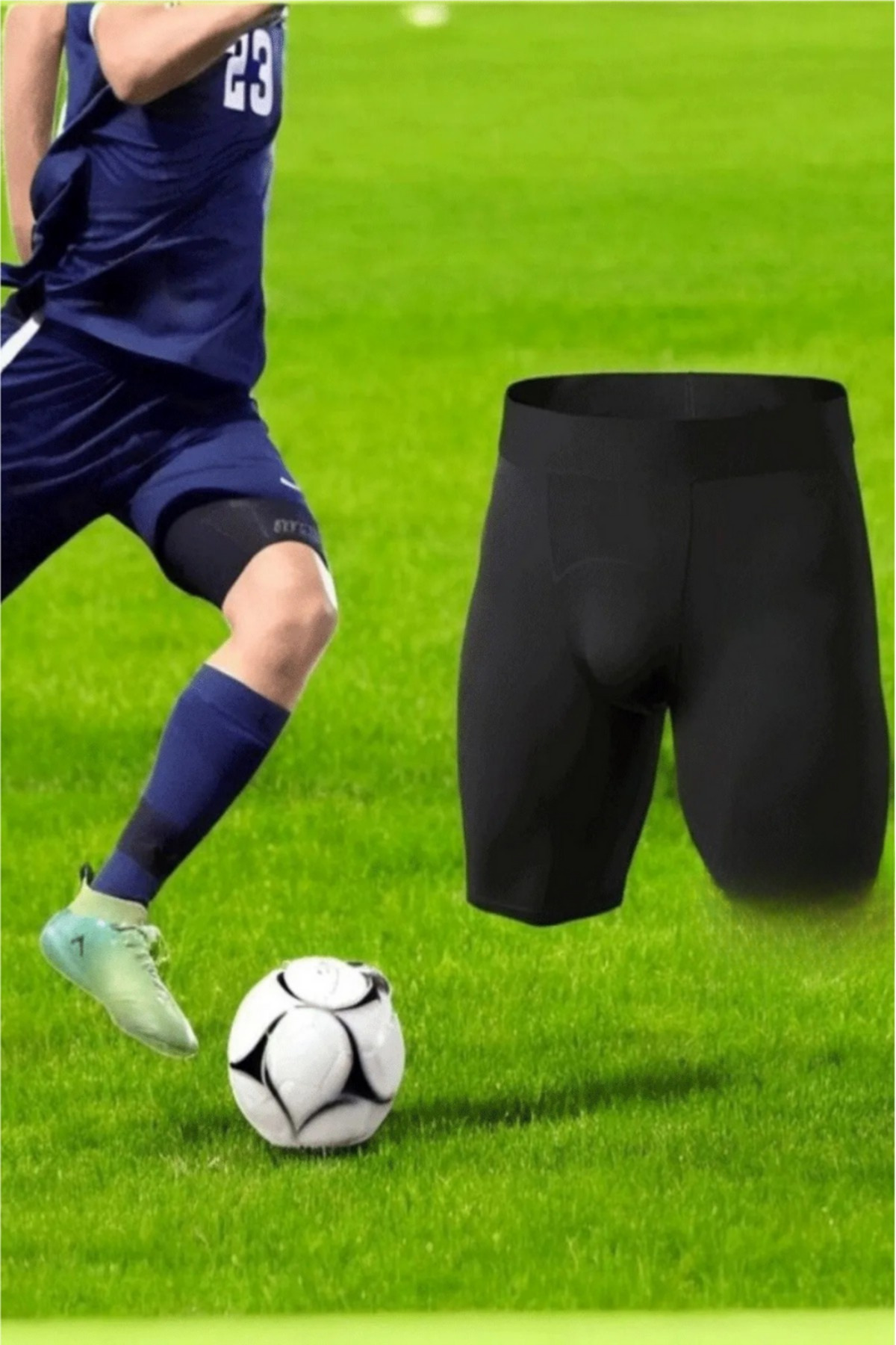 RUTBİL SPORTS Profesyonel Siyah Futbolcu Kısa Taytı-Kısa Spor Taytı-Kısa Koşu Taytı-Erkek Beyaz Fitness Kısa Tayt