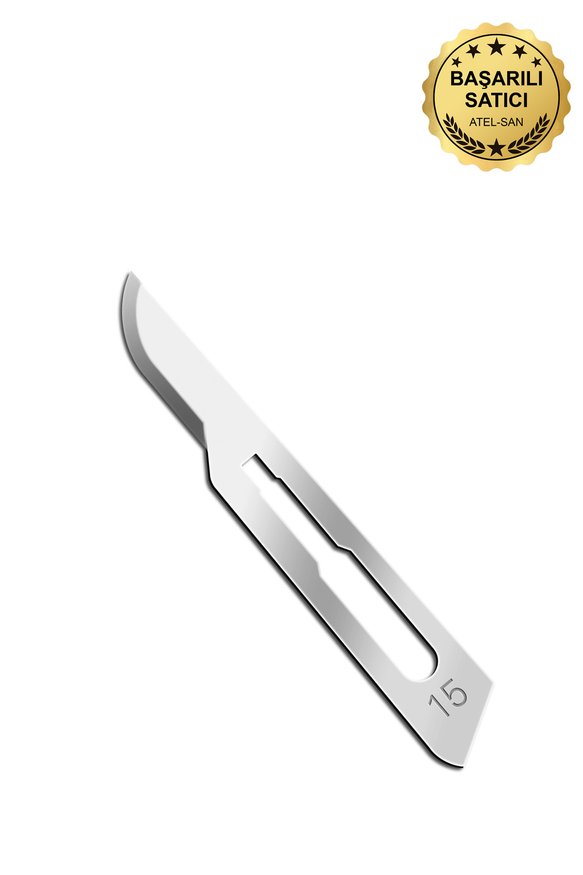 ATEL-SAN Bistüri Ucu No: 15 / Steril - Paslanmaz - 100 Adet/Paket