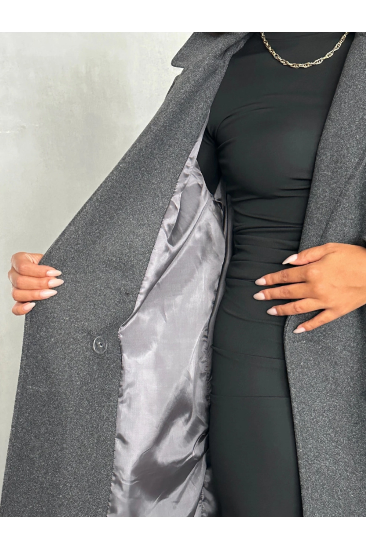 Zeynep Öykü Style Kadın Oversize Kaşe Kaban görsel 8
