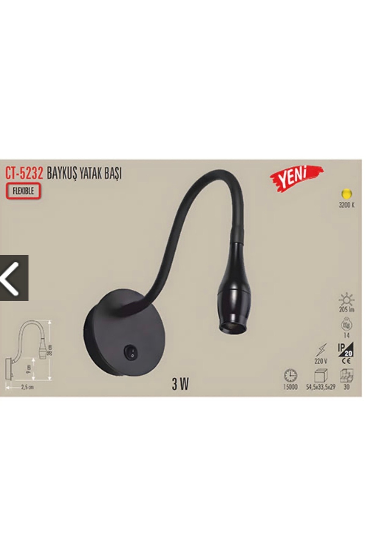 Cata CT5232 3W BAYKUŞ LED APLİK DUVAR YATAK AYDINLATMASI GÜNIŞIĞI