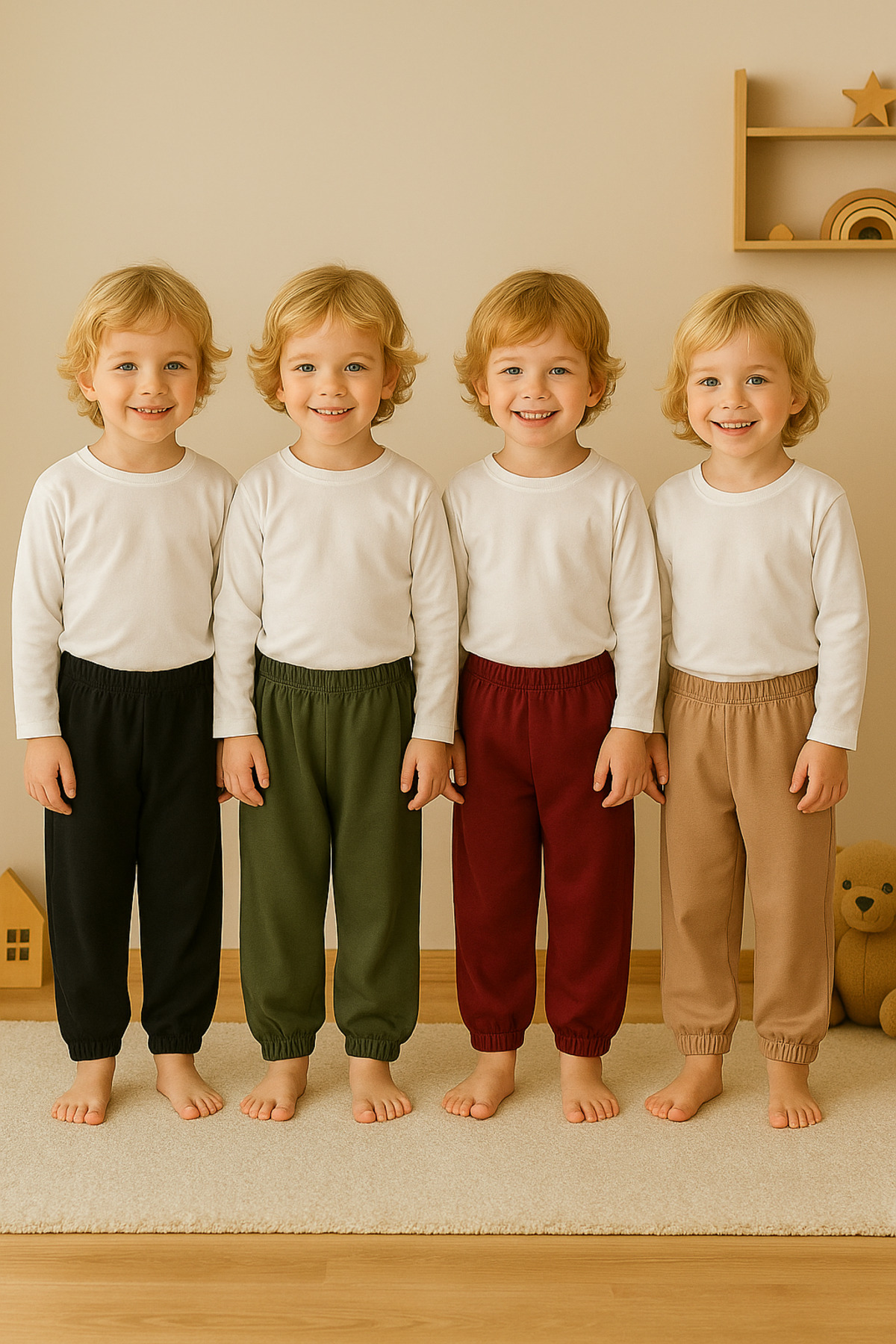 Melekpare Kız Erkek Bebek & Çocuk Pijama Altı Pantolon Basic Eşofman Altı Kışlık % 94 Pamuk % 6 Elastan fotoğrafı 6 (önizleme)