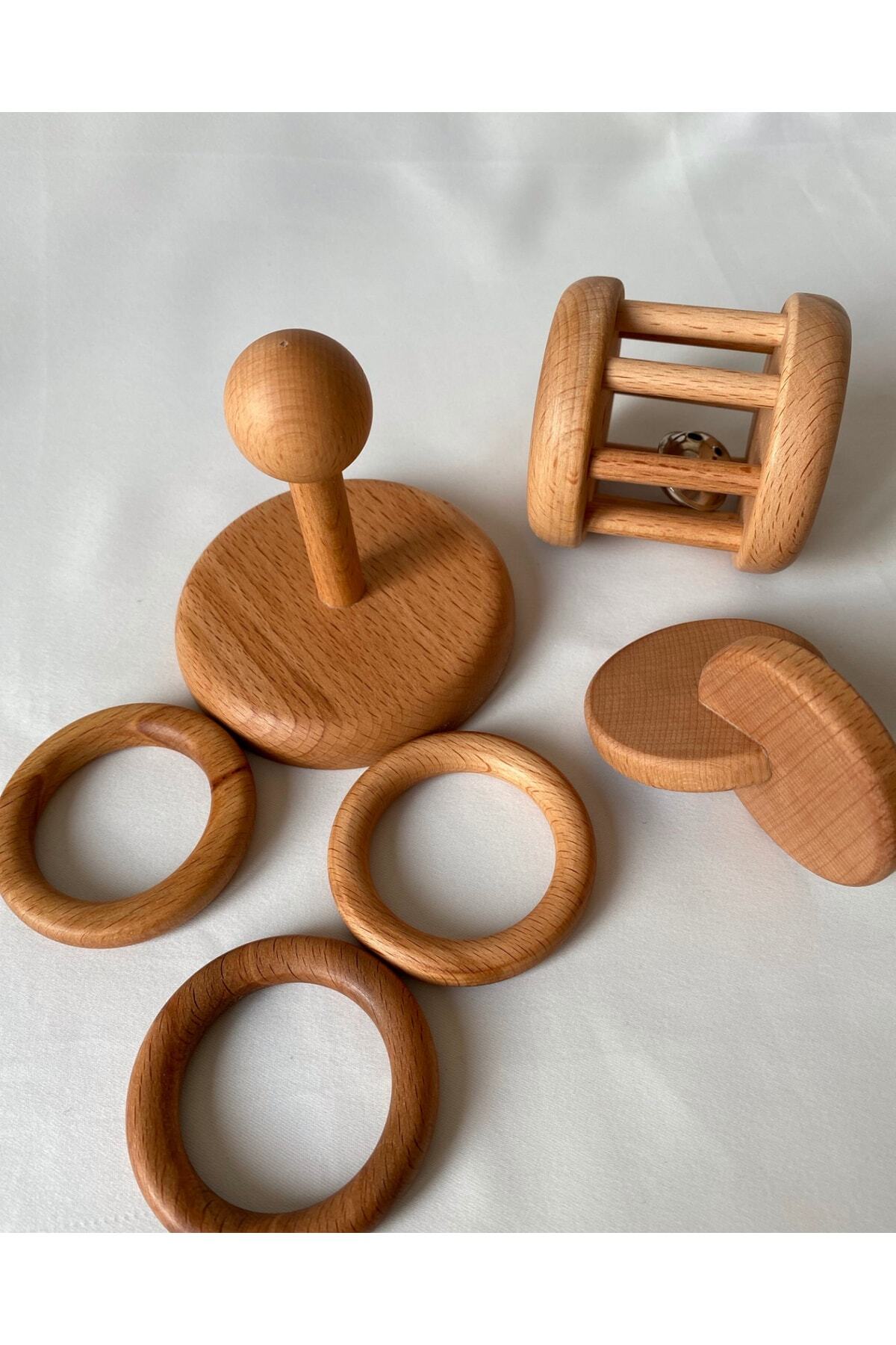 tiny wood Doğal Ahşap Montessori Ahşap Oyun Seti, Oyun Halka, Disk, Çıngırak Seti 3 Lü fotoğrafı 6 (önizleme)
