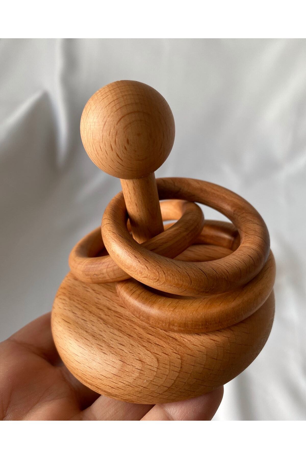 tiny wood Doğal Ahşap Montessori Ahşap Oyun Seti, Oyun Halka, Disk, Çıngırak Seti 3 Lü fotoğrafı 3 (önizleme)