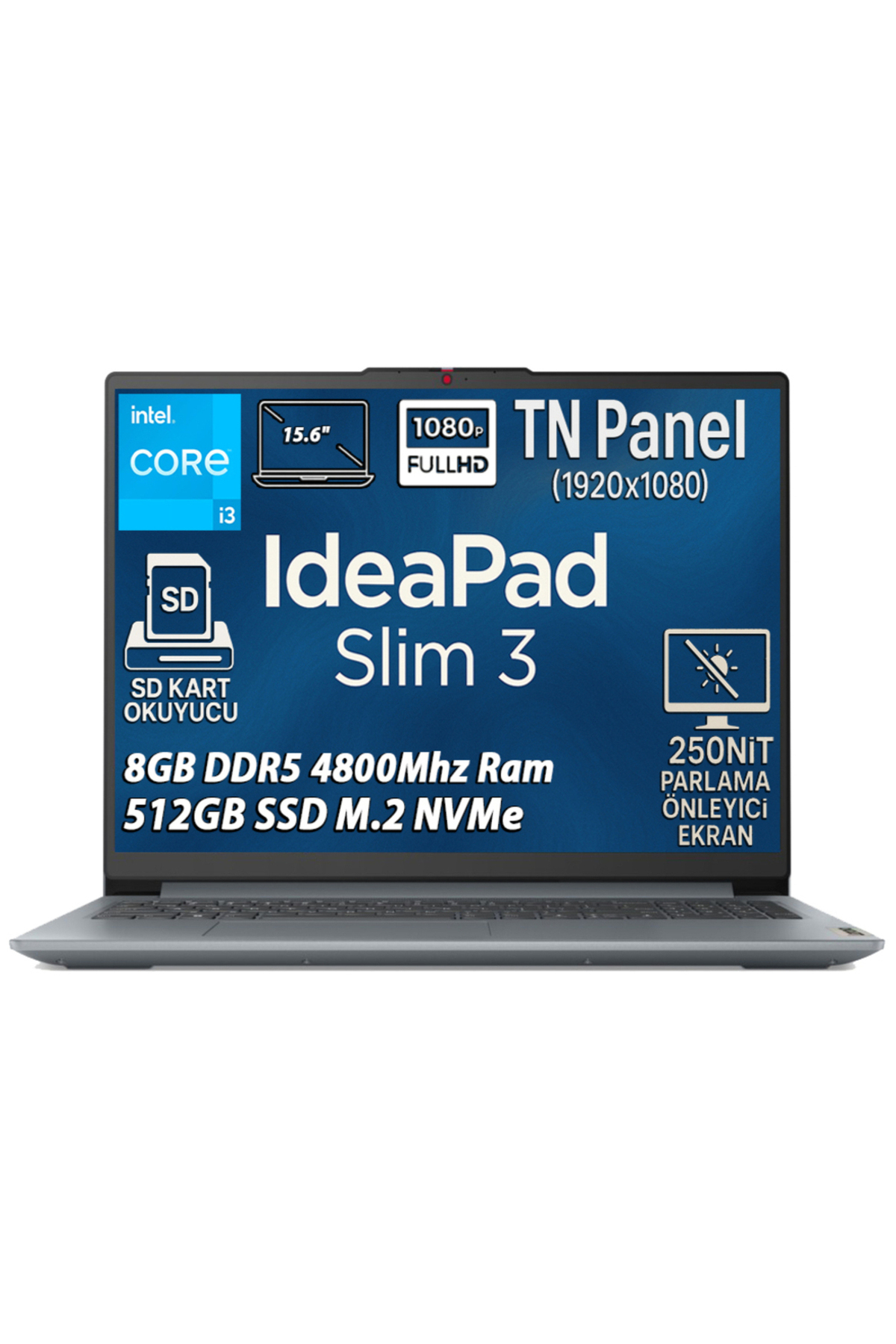Ideapad 3 Intel Core i3 N305 8GB 512GB SSD 15.6" FHD Freedos Taşınabilir Bilgisa