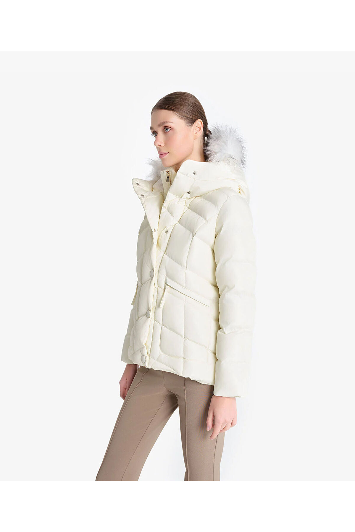 Greyder  Kadın Ekru Suya Dayanıklı Kaz Tüyü Mont 4K2TM84003 - Görsel 6