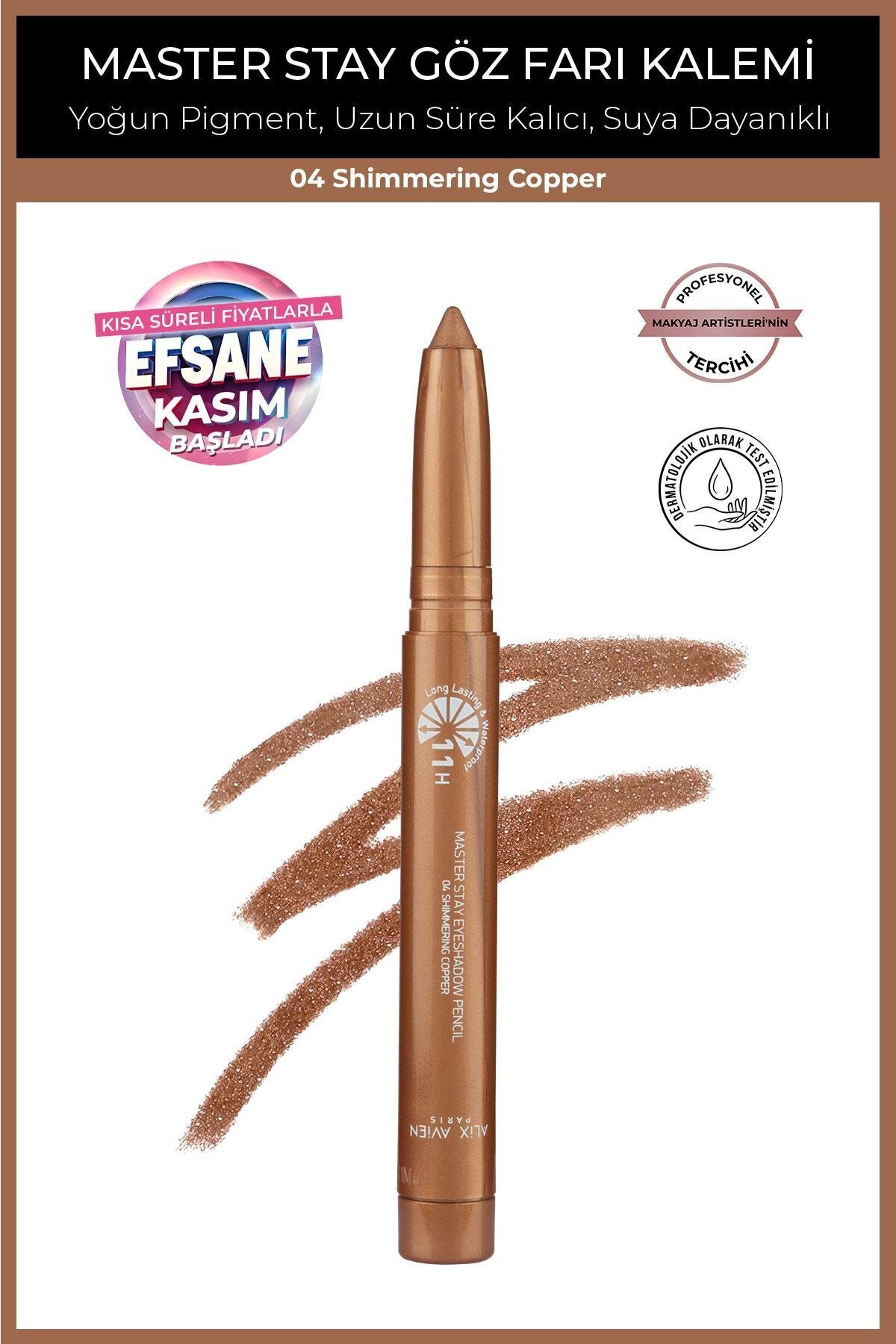Alix Avien Suya Dayanıklı 11 Saat Kalıcı Yoğun Pigmentli Kremsi Göz Kalem Farı-Master Stay 04 Shimmering Copper