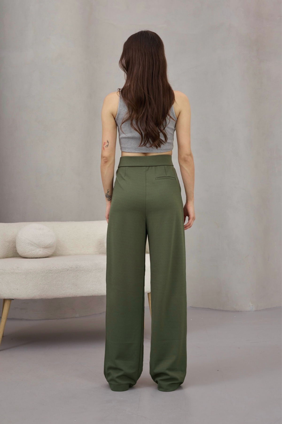 alanora  Kadın Likralı Salaş Geniş Paça Palazzo Pantolon - Görsel 5