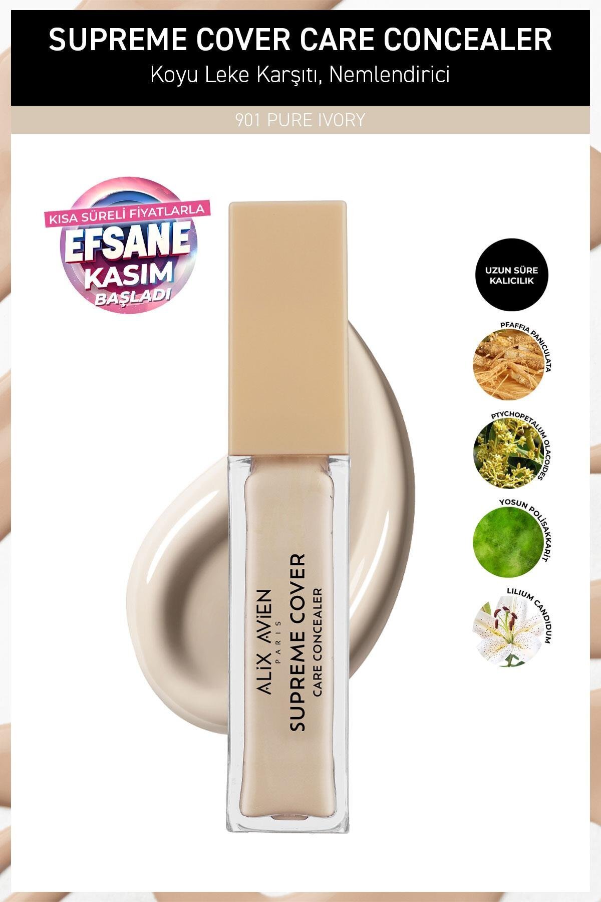 Alix Avien Kalıcı,Nemlendirici,Hücre Onarıcı Leke Karşıtı Kapatıcı - Supreme Cover Concealer 901 Pure Ivory