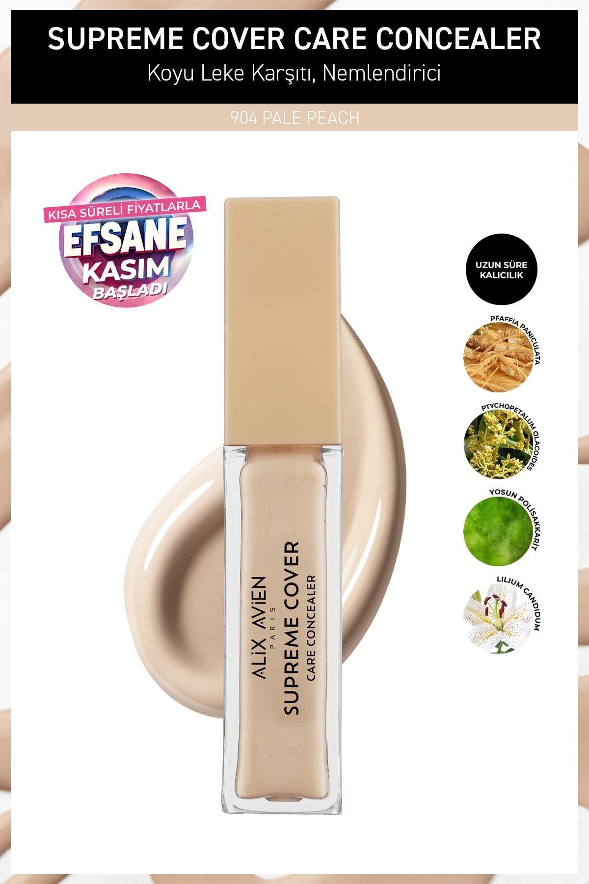 Alix Avien Kalıcı,Nemlendirici,Hücre Onarıcı Leke Karşıtı Kapatıcı - Supreme Cover Concealer 904 Pale Peach