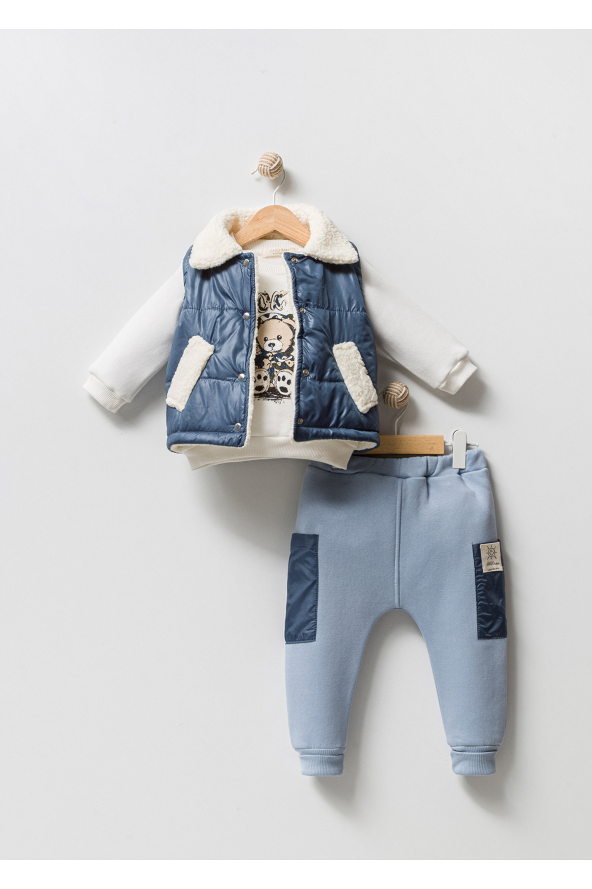 Jikko Baby Takım Şişme Yelekli Kuzu Astarlı Mikro Cepli Takım fotoğrafı 4 (önizleme)