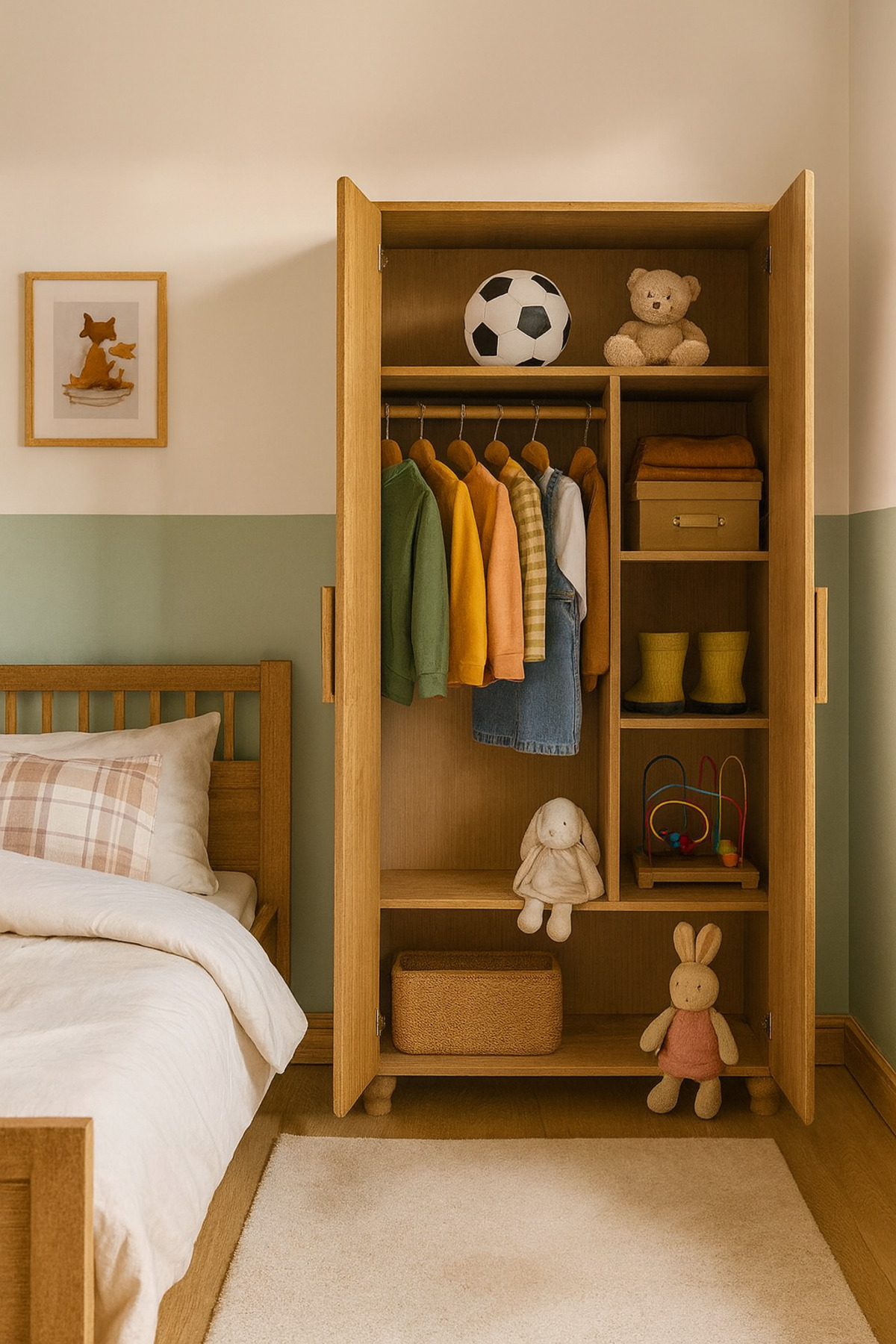 arionkids Alin Wood 2 Kapaklı Dolap | %100 MDF | REHAU Kapaklı | Ağaç Ayaklı fotoğrafı 2 (önizleme)