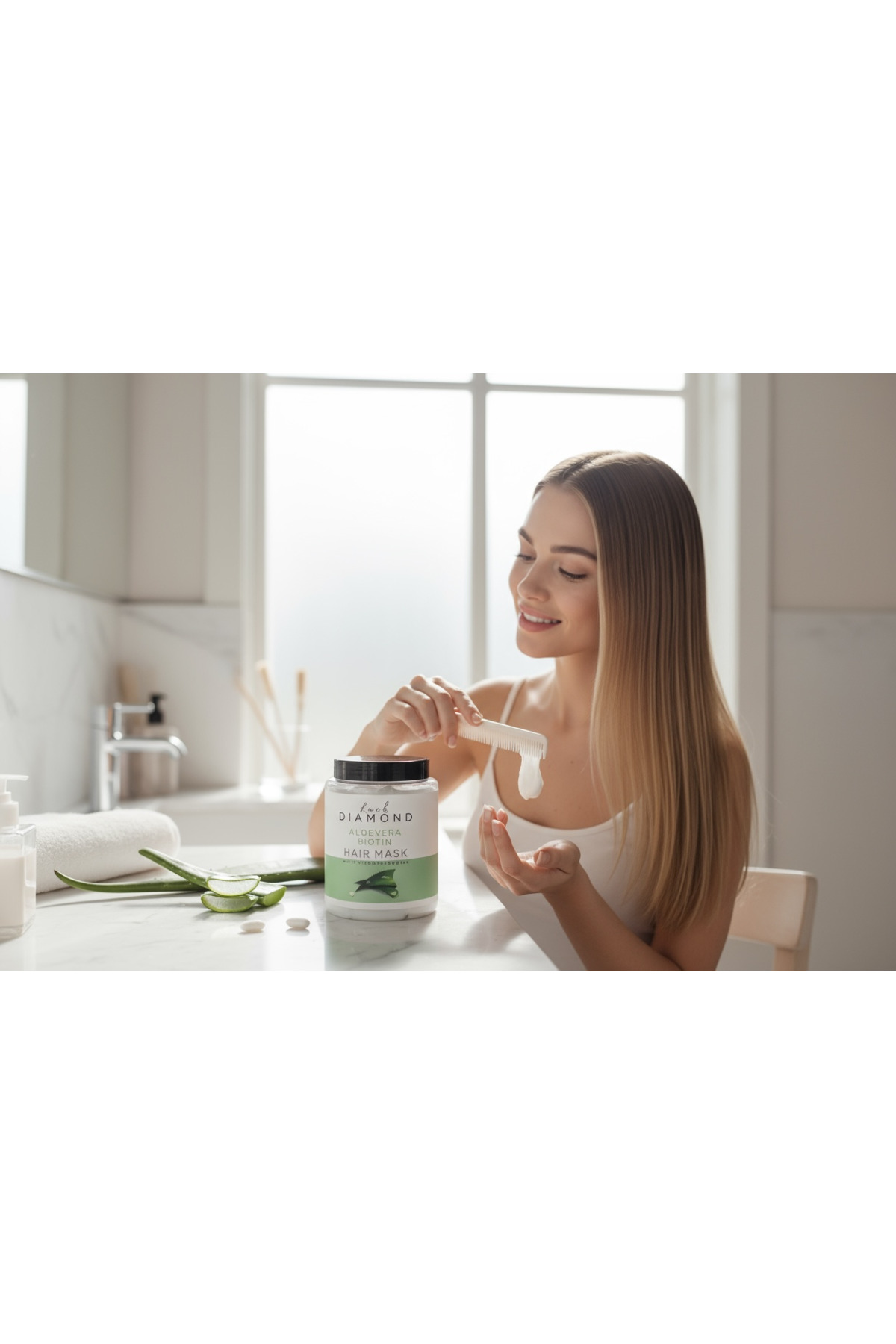 Dıamondluck Aloevera&Bıotın Saç maskesi 1000ml — dl005 — تصویر 4 از 4