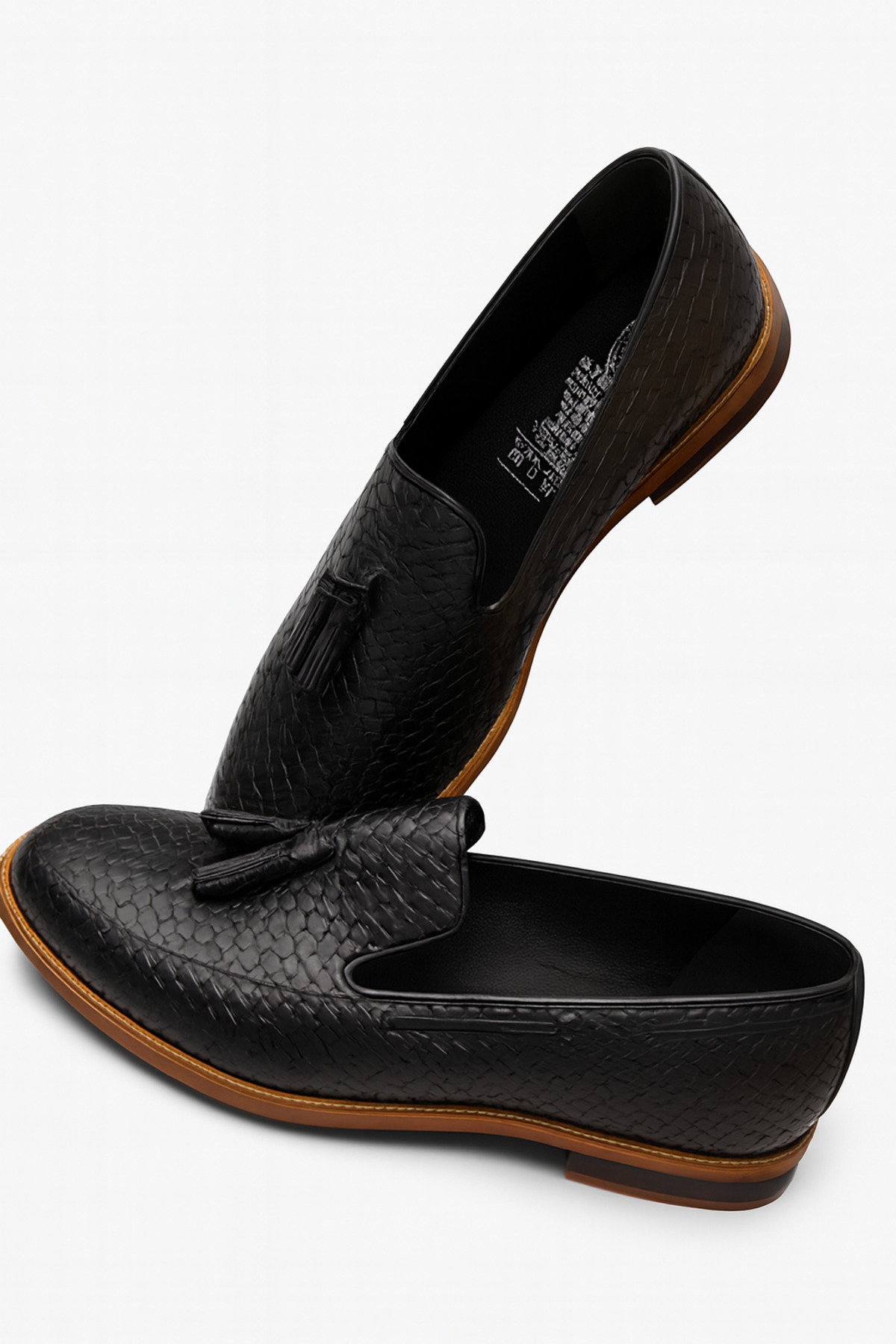 کفش مردانه لوفر طرح‌دار باله چرم اصل طرح جناغی GR0239 Growish