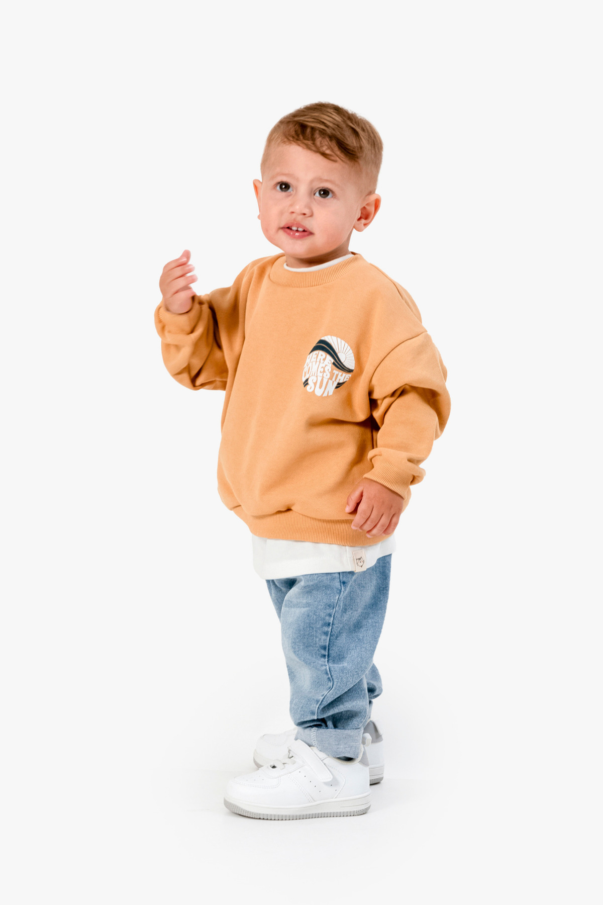 Jikko Baby Baskılı Sweatshirt Kot Pantolon 3'lü Bebek Çocuk Takımı 9039 fotoğrafı 5 (önizleme)