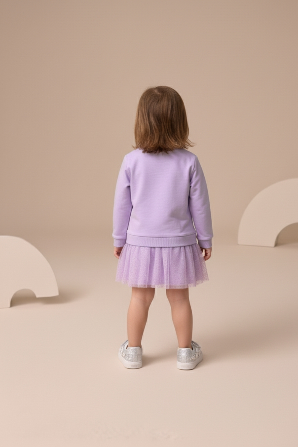 Minipodyum Mevsimlik Uzun Kollu Astarlı Kız Bebek Tüllü Elbise fotoğrafı 2 (önizleme)