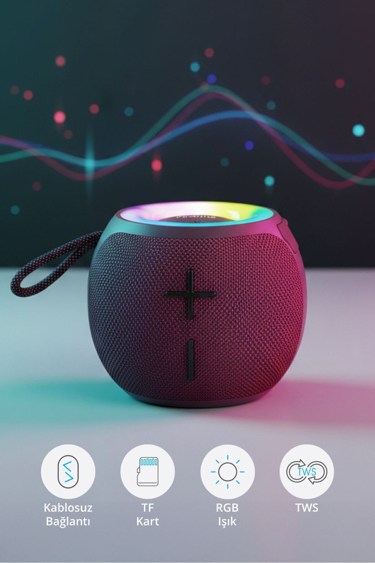 Piranha 7837 Kablosuz Tws Bluetooth Hoparlör / Usb & Tf Kart Girişi / Farklı Rgb Işık Modları
