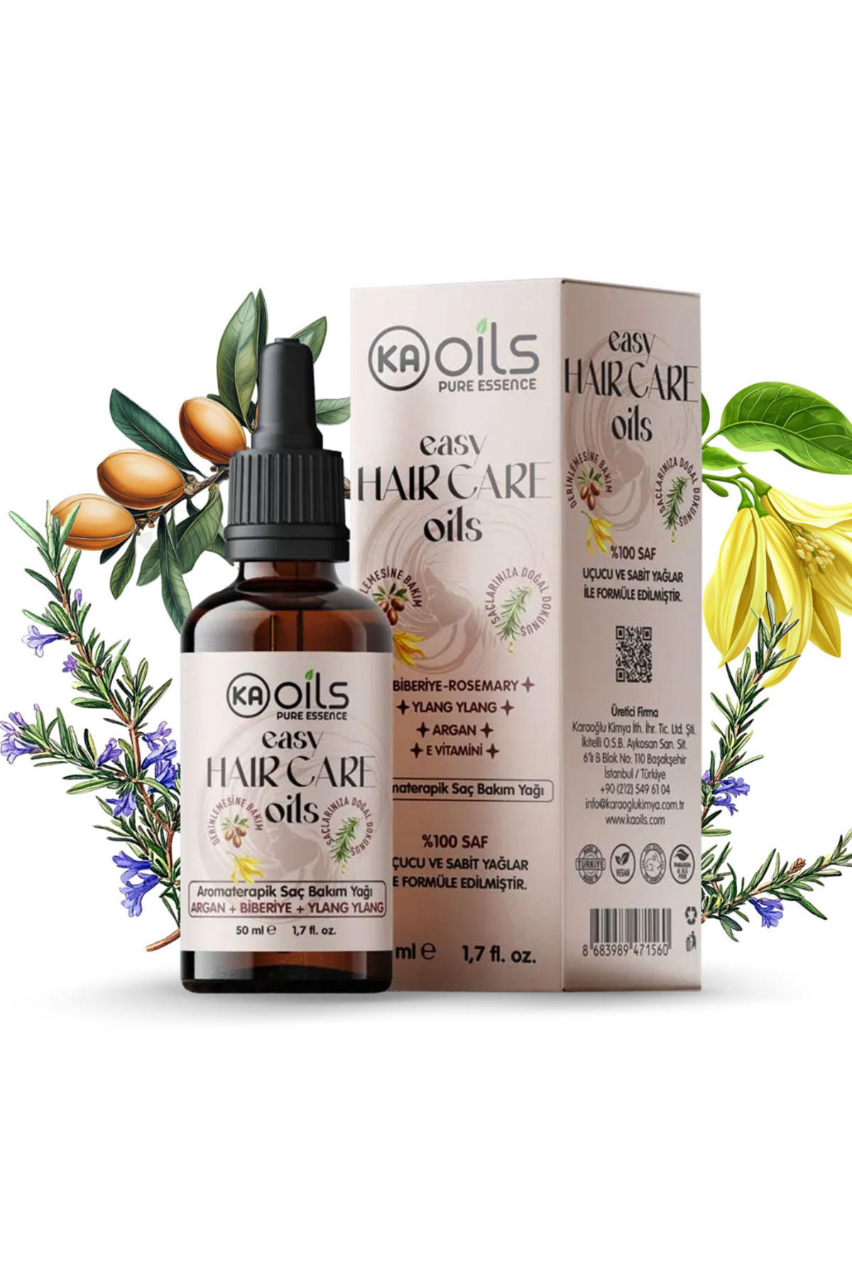 Easy Hair Care Doğal Saç Bakım Yağı 50 ml | Biberiye, Argan, Ylang Ylang | Gürleştirici Etki — TYCXJ8MX2N172737151078721 — تصویر 6 از 7