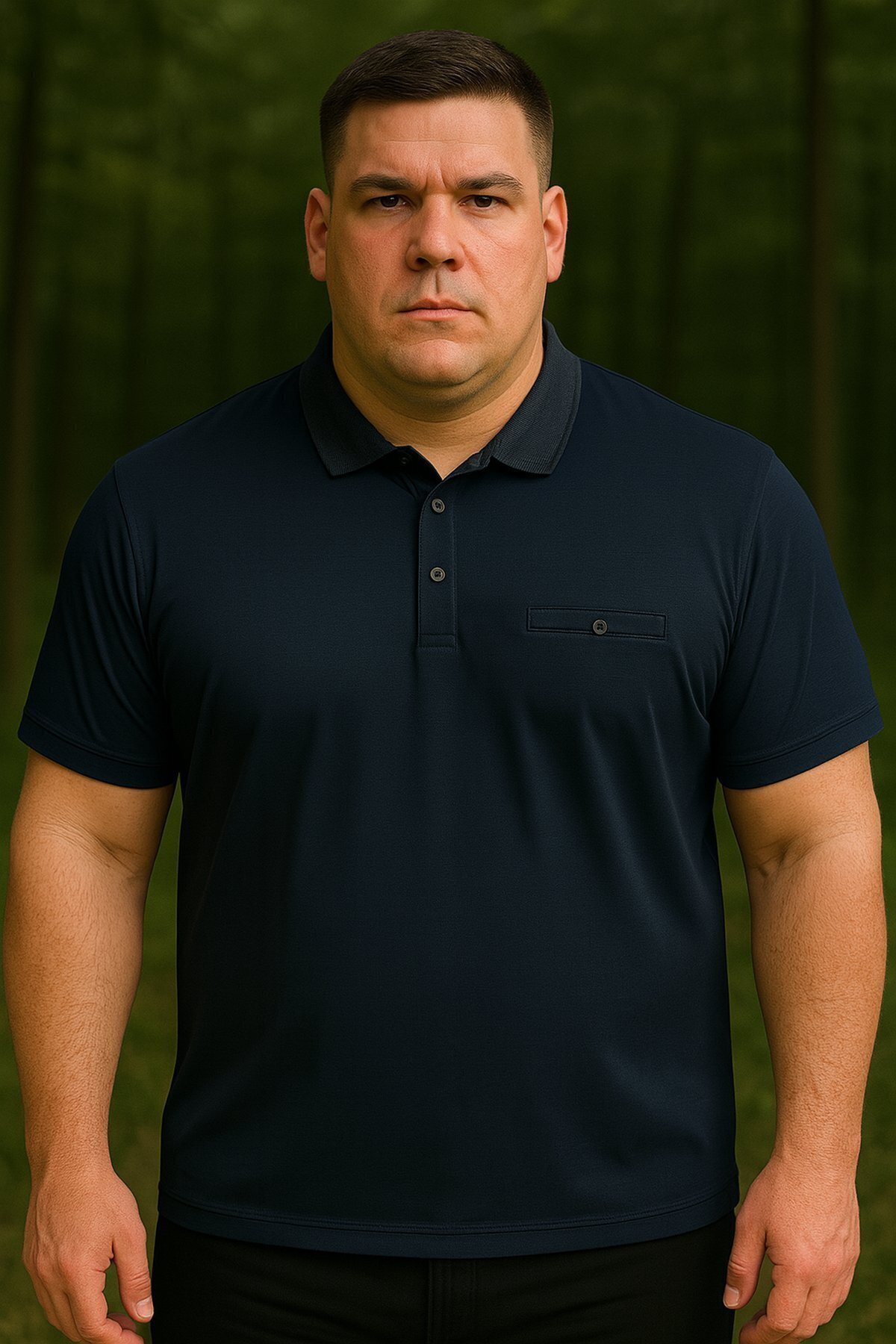 Erkek Büyük Beden Cepli Basic Lacivert Polo Yaka Tişört