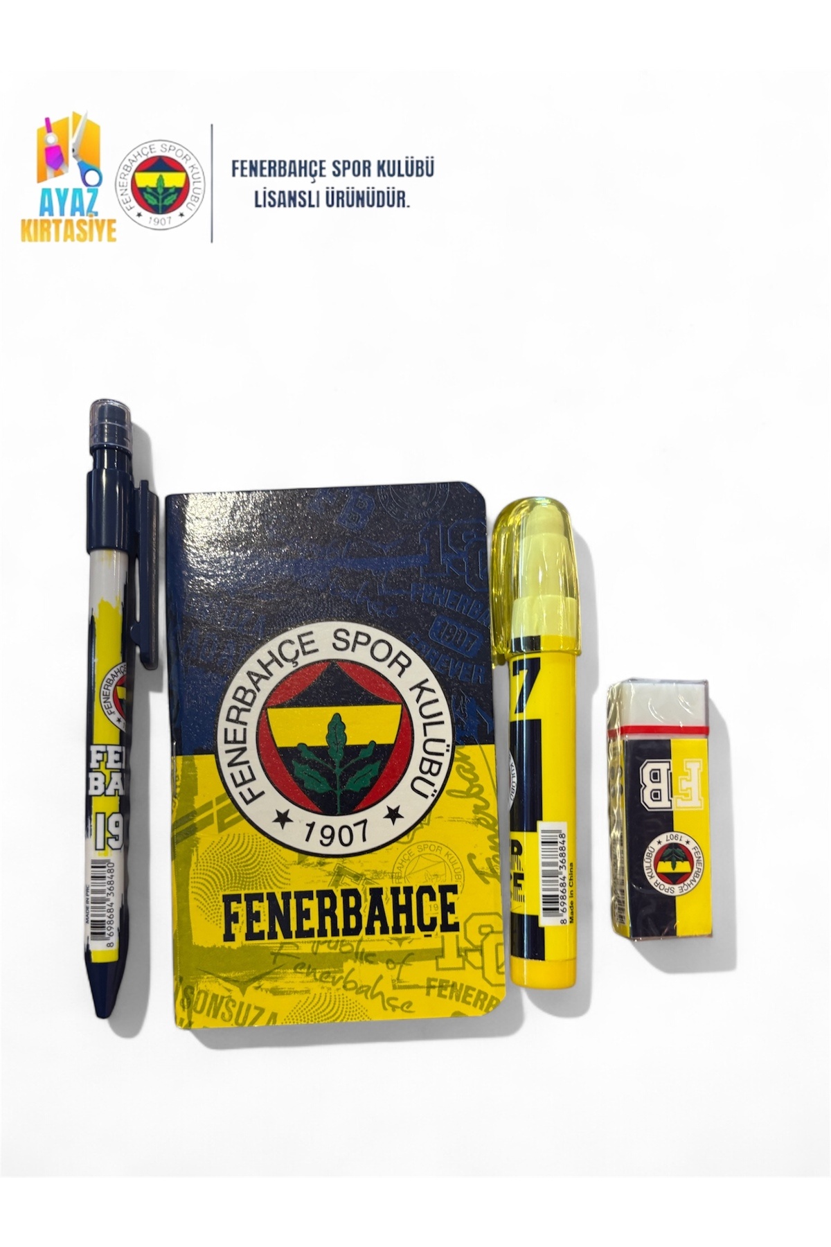 AYZTOYS KIRTASİYE Fenerbahçe Lisanslı 4 Parça Kırtasiye Seti - Öğrenci Okul Seti