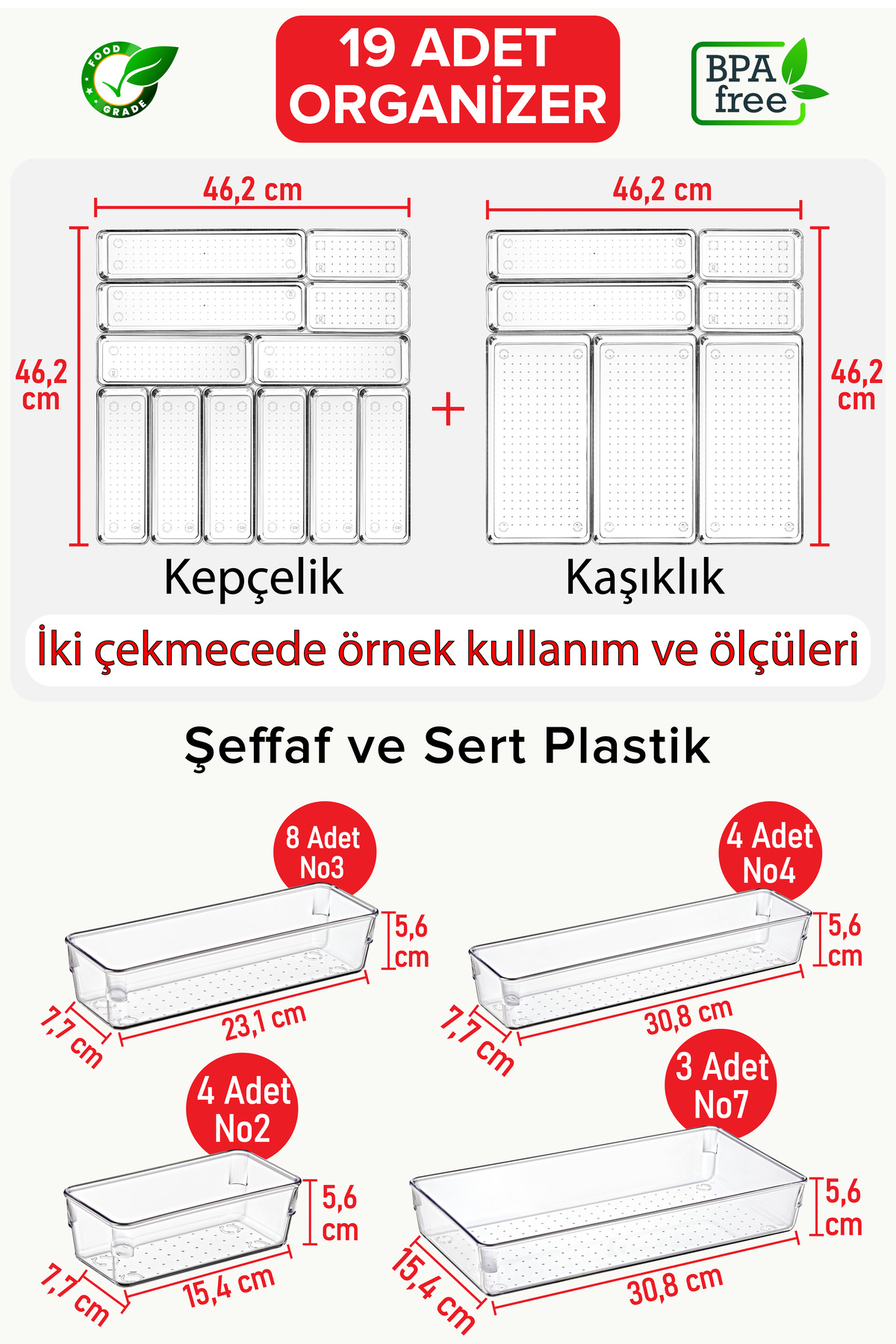 color house 19 Adet Kaşıklık Kepçelik Organizer Modüler Çekmece Içi Düzenleyici