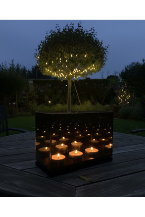 Glowdesigning Ev dekor dekorasyon 3 mumlu cam mumluk ahşap tabanlı sonsuzluk ...