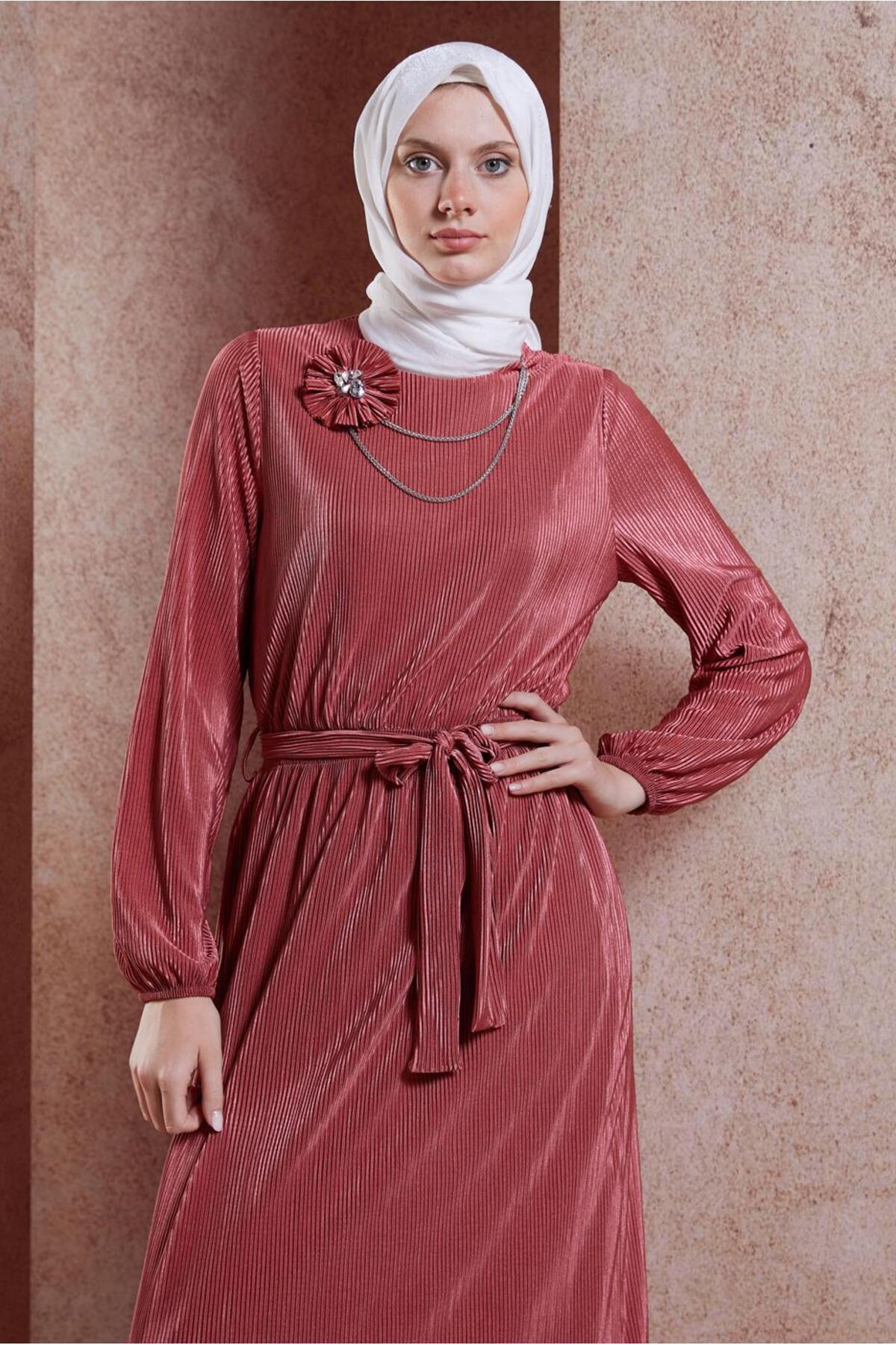 آلوینا لباس مجلسی پلیسه دار کمربنددار ۴۴۶۹۷