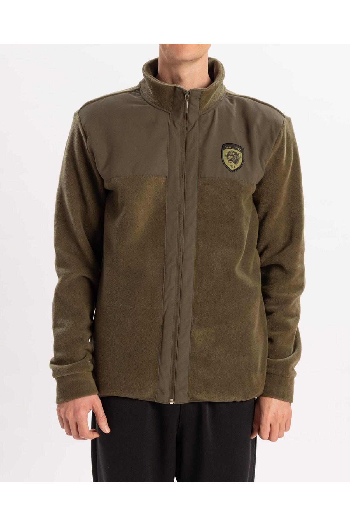Hull City Melyd Fleece Jacket Erkek Haki Sweatshirt görsel 2