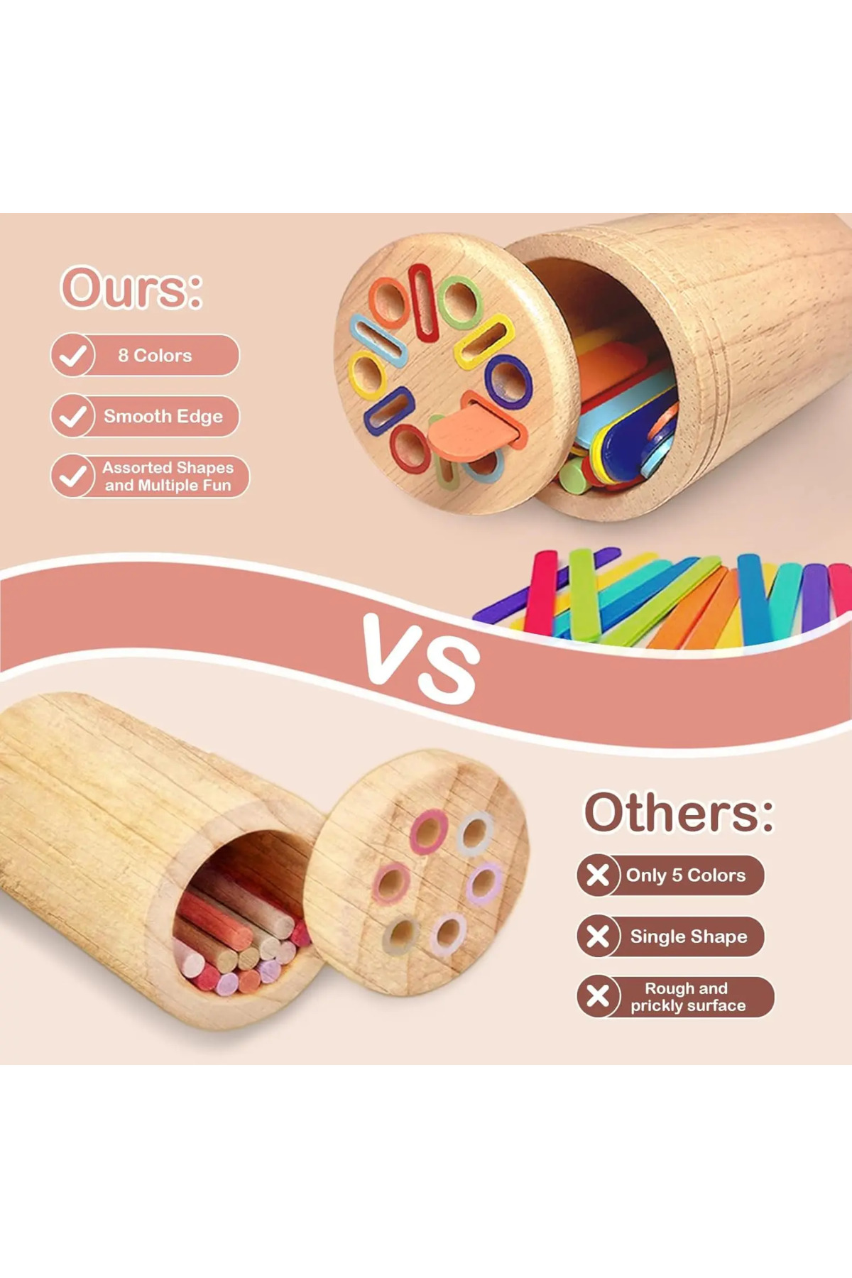 بازیهای مونتهسوری برای کودک ۳ ساله، اسباببازی چوبی آموزشی مرتبسازی سکه و رنگ برای خردسالان، تطبیق حسی.