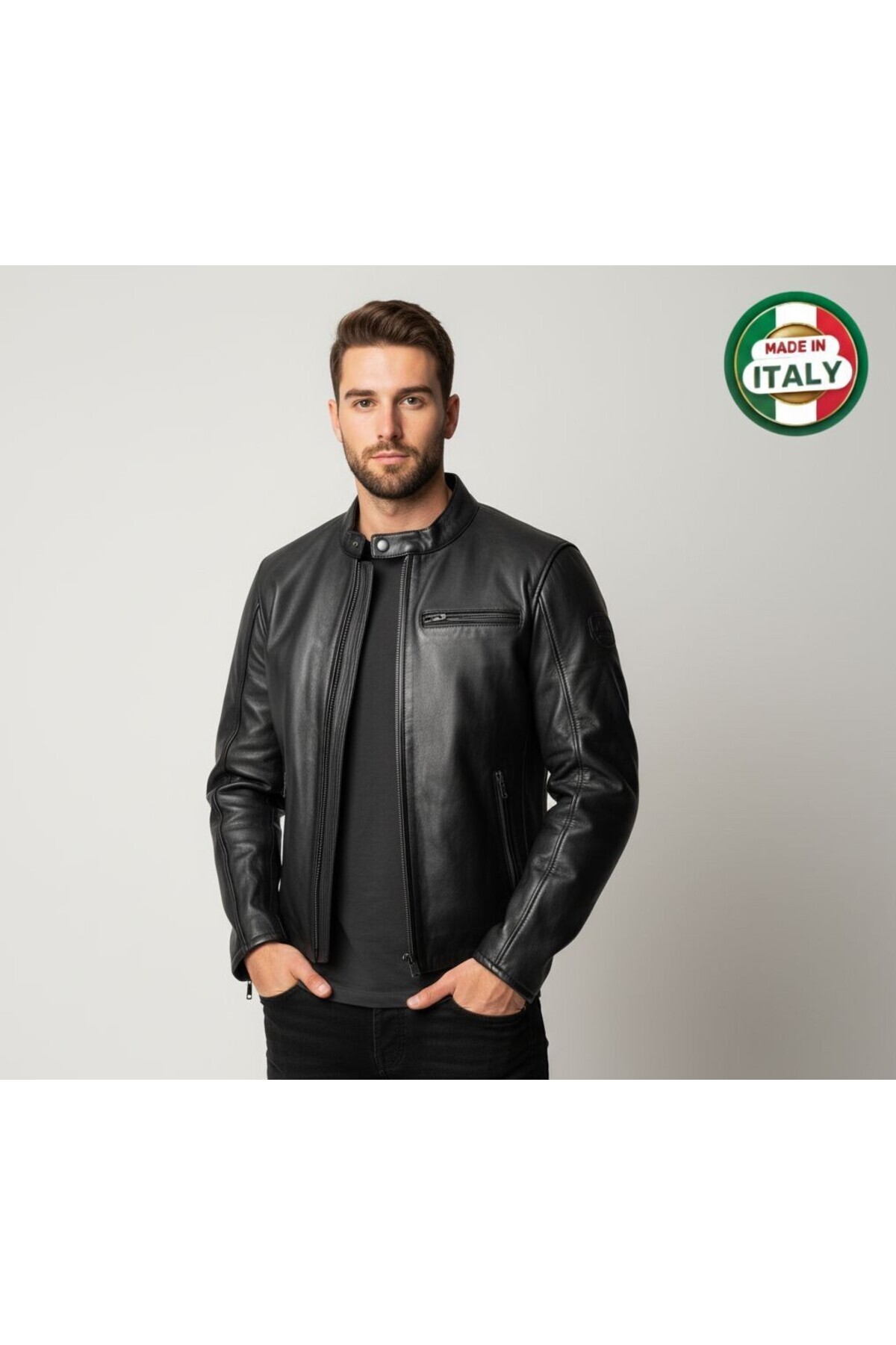 Scudo Teksas Hakiki Deri Erkek Motosiklet Ceketi