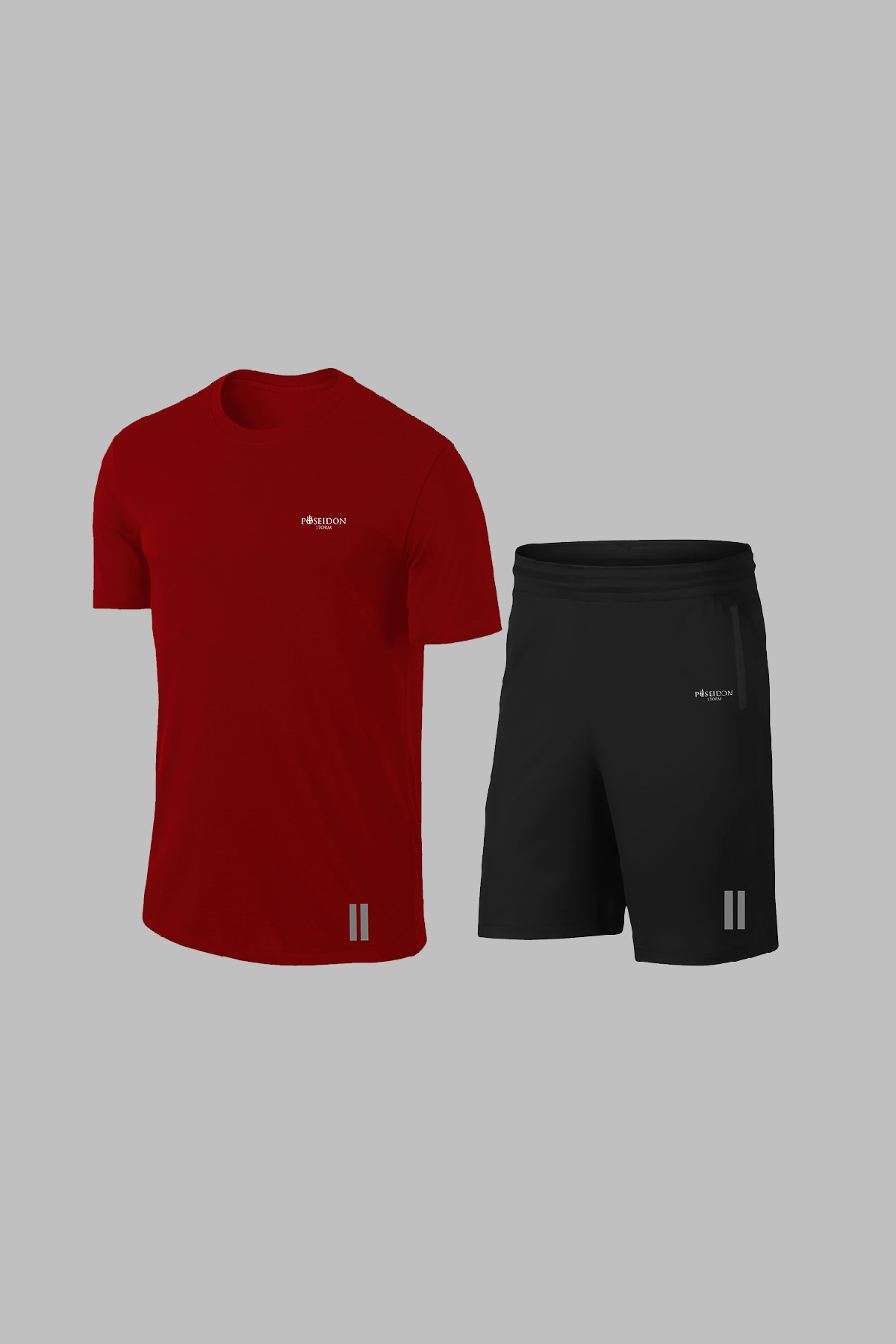 پوزایدون استورم تی‌شرت یقه گرد مردانه طرح‌دار و جیب‌دار زرشکی، ست تاپ و پایین‌تنه مناسب پیاده‌روی (سایز تا 3XL)