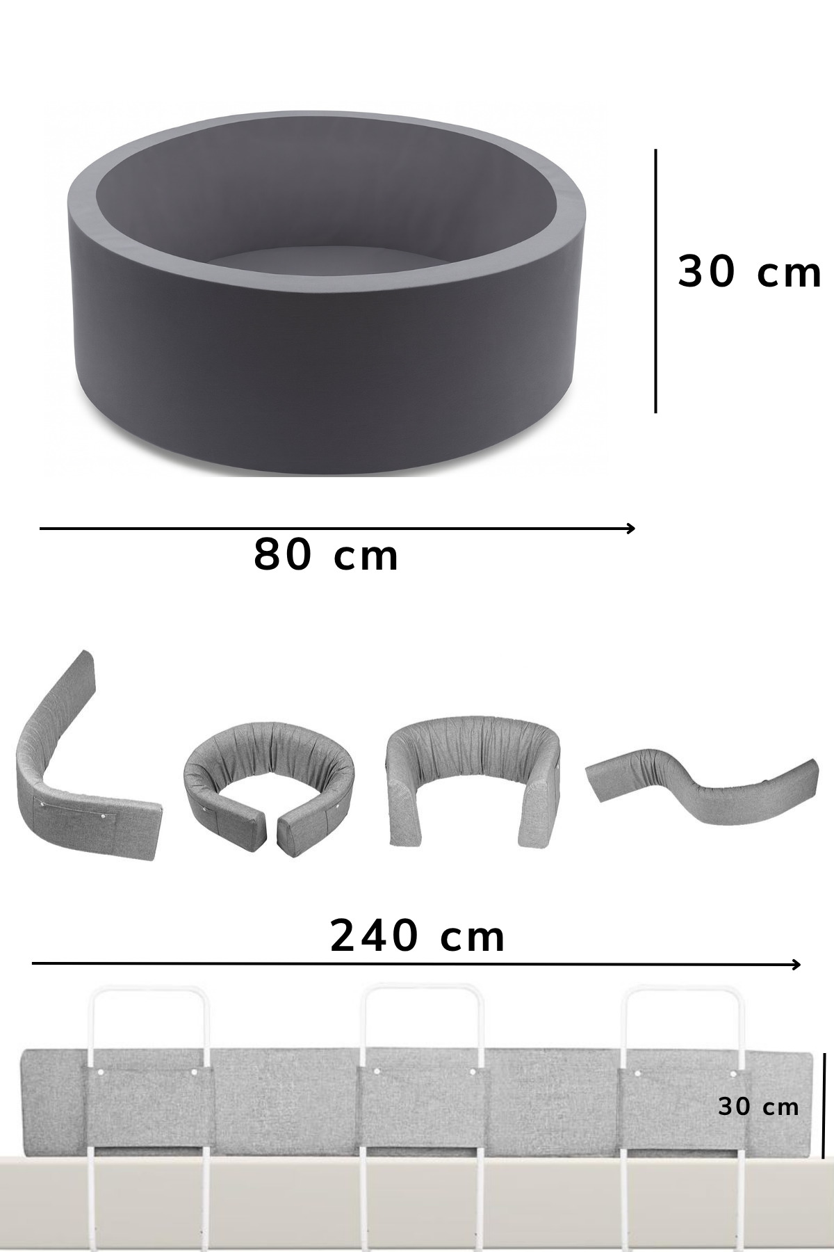 Dizanor Yeni Nesil Top Havuzuna Dönüşebilen 240 cm Tek Parça Yatak ve Beşik Güvenlik Bariyeri fotoğrafı 2 (önizleme)