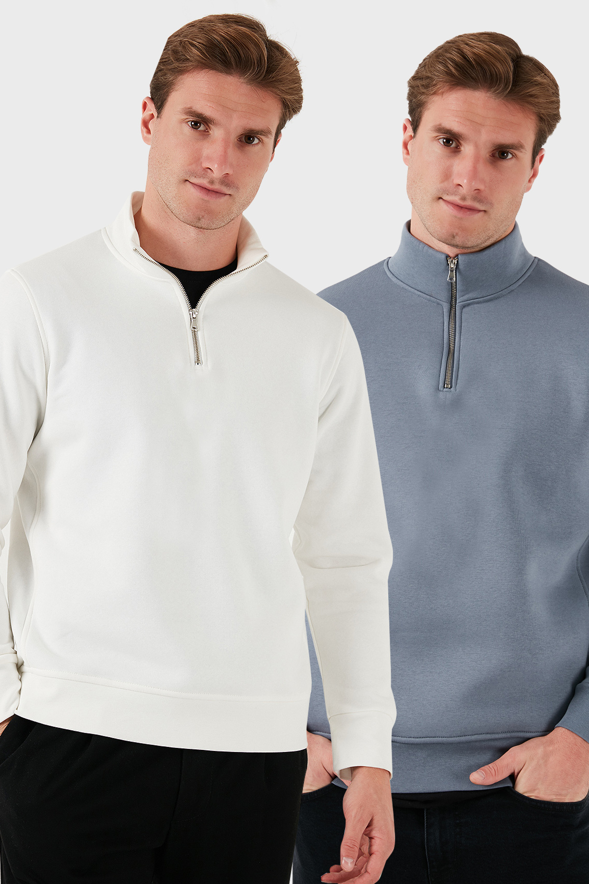 بوراتی بسته ۲ عددی سویشرت مردانه یقه ایستاده نخی مدل SWEAT 59052592S2